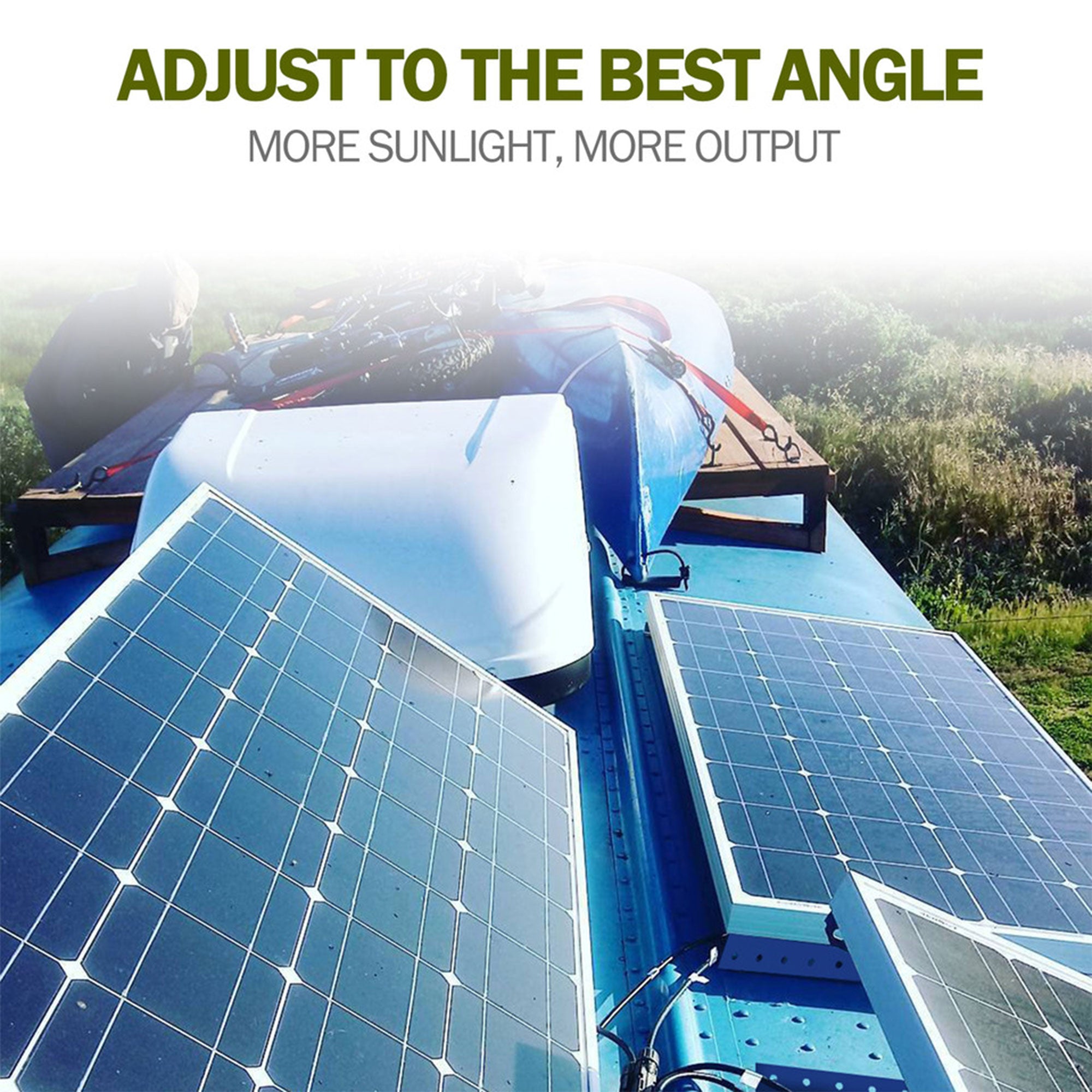 HQST Adjustable Solar Panel Tilt Mounting Brackets, 28” for 150W Panels, White - Smart-nests