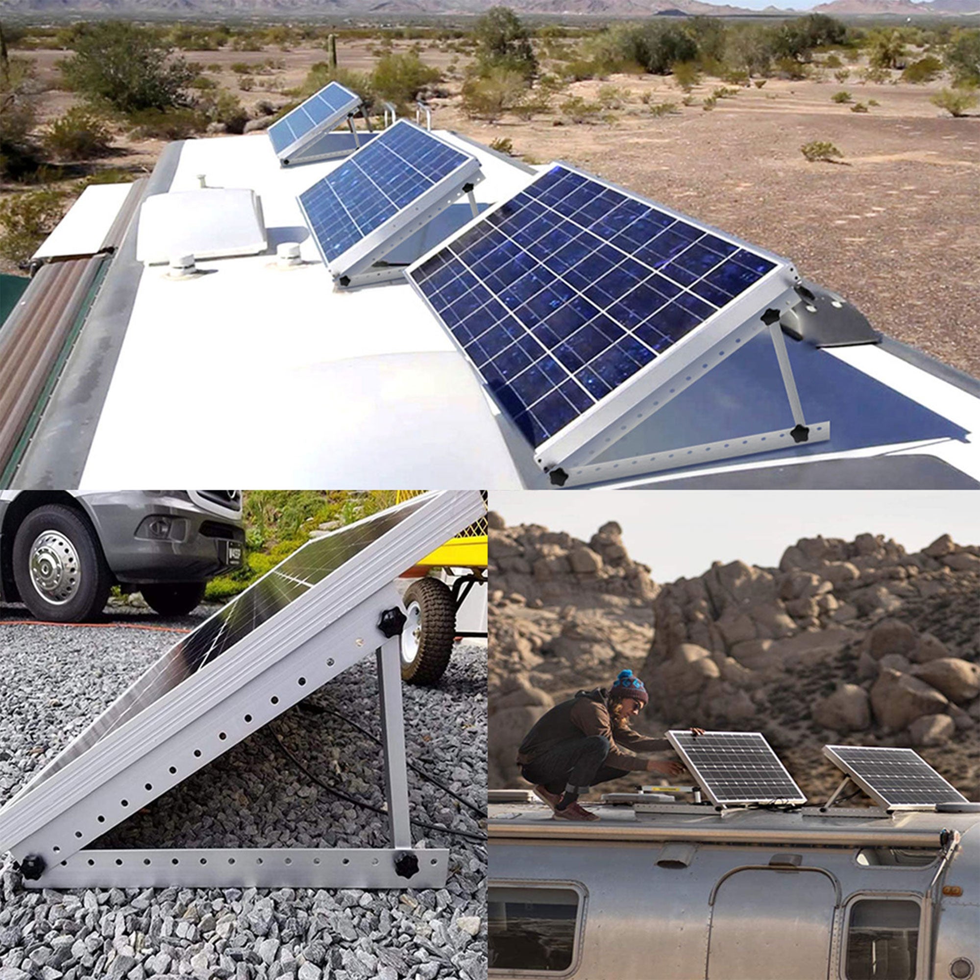 HQST Adjustable Solar Panel Tilt Mounting Brackets, 28” for 150W Panels, White - Smart-nests