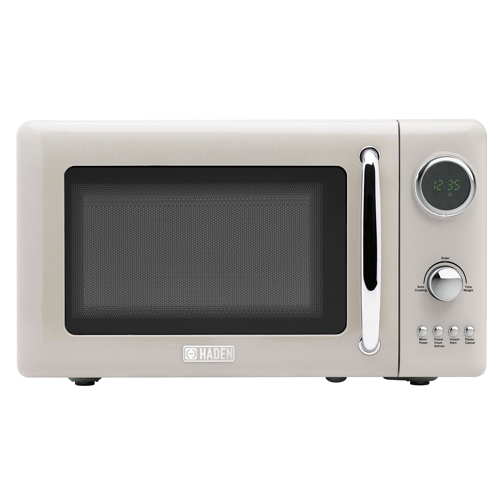 Haden 700 Watt 0.7 Cubic Foot Microwave Oven with Digital Controls, Putty/Chrome - Smart-nests