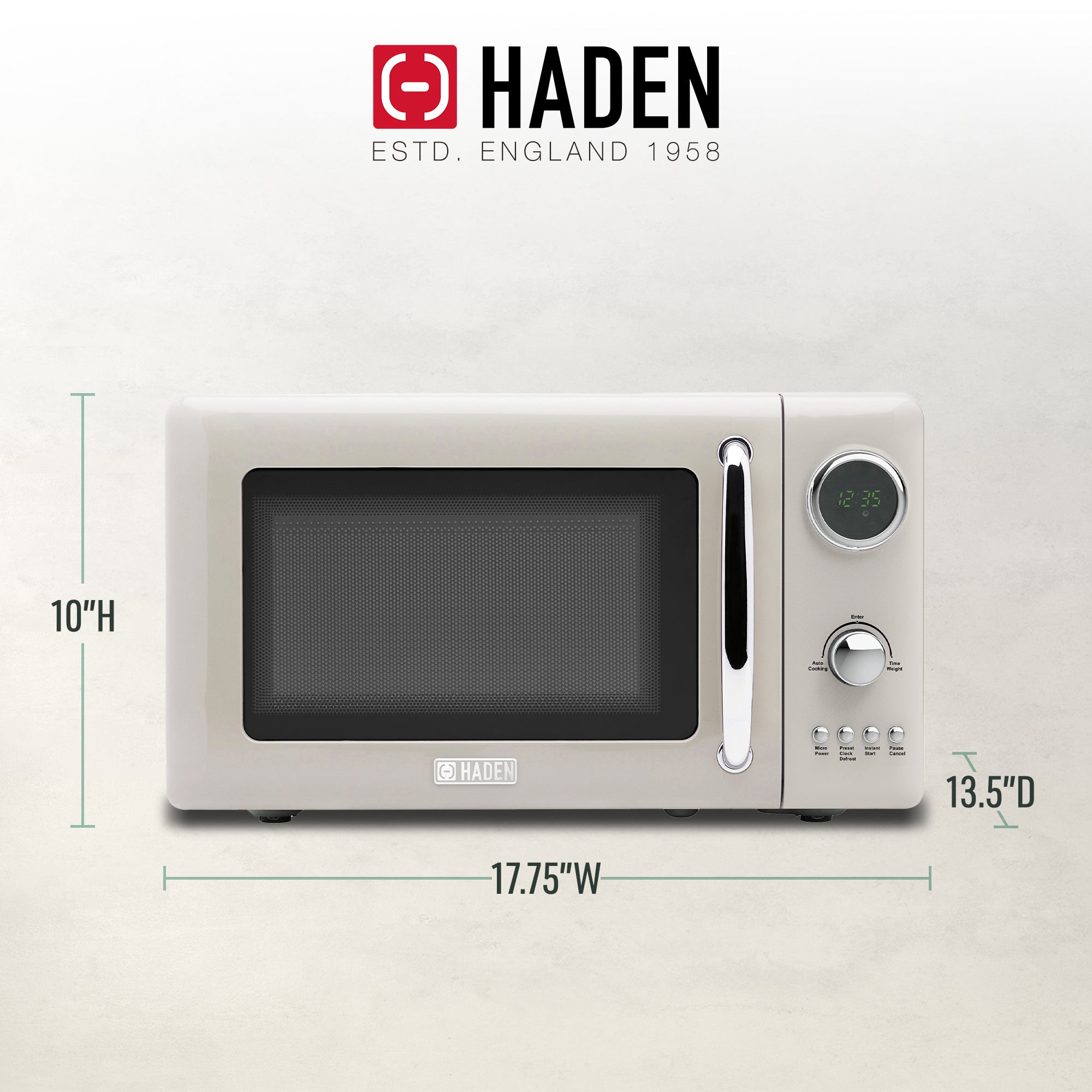 Haden 700 Watt 0.7 Cubic Foot Microwave Oven with Digital Controls, Putty/Chrome - Smart-nests