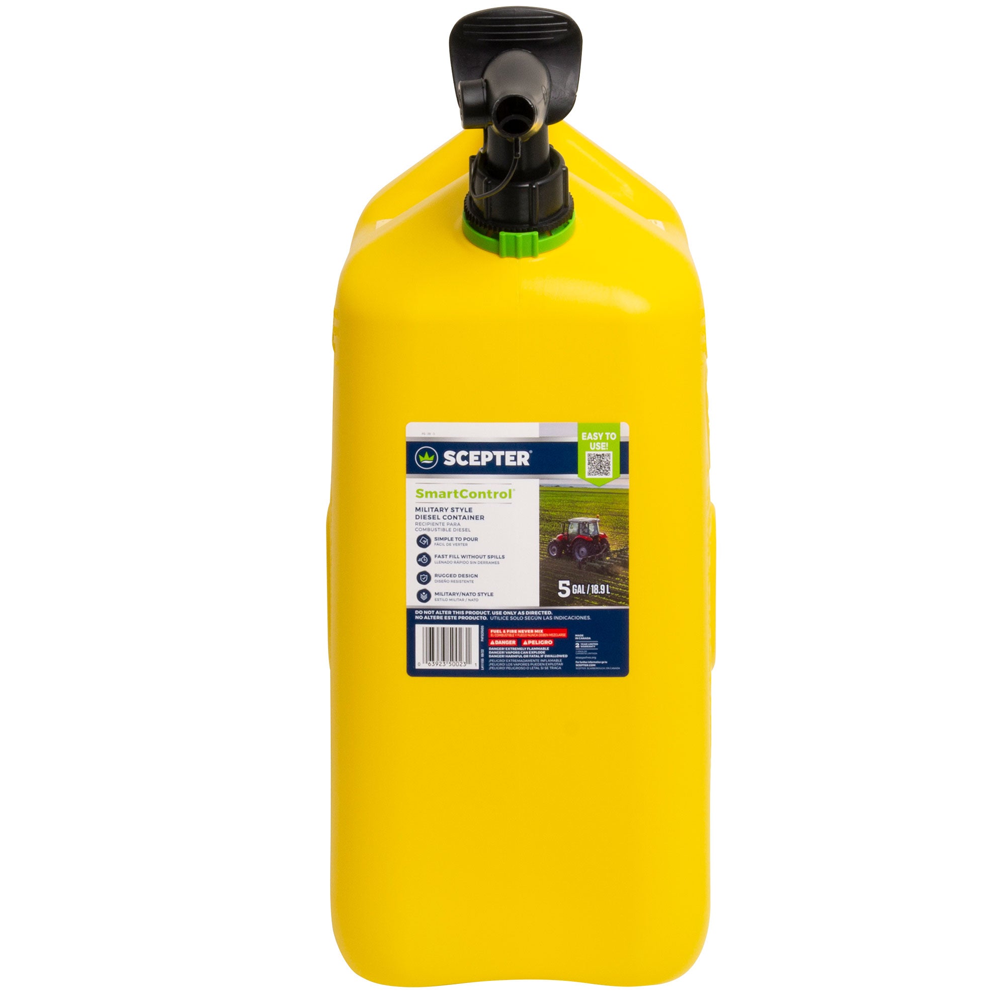 Scepter SmartControl Dual Handle Diesel Gas Container Jug, 5 Gal, 2 Pack, Yellow - Smart-nests
