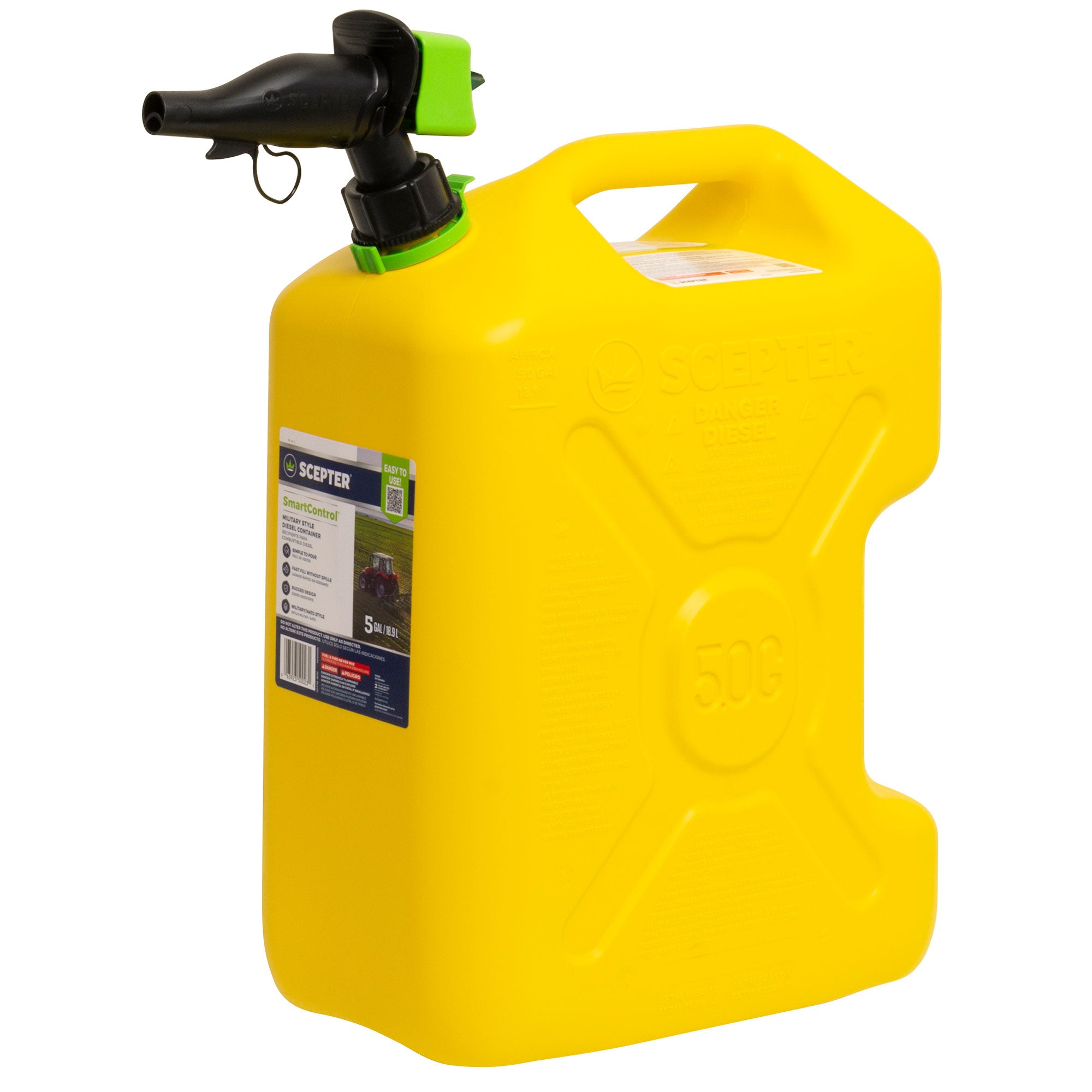 Scepter SmartControl Dual Handle Diesel Gas Container Jug, 5 Gal, 4 Pack, Yellow - Smart-nests