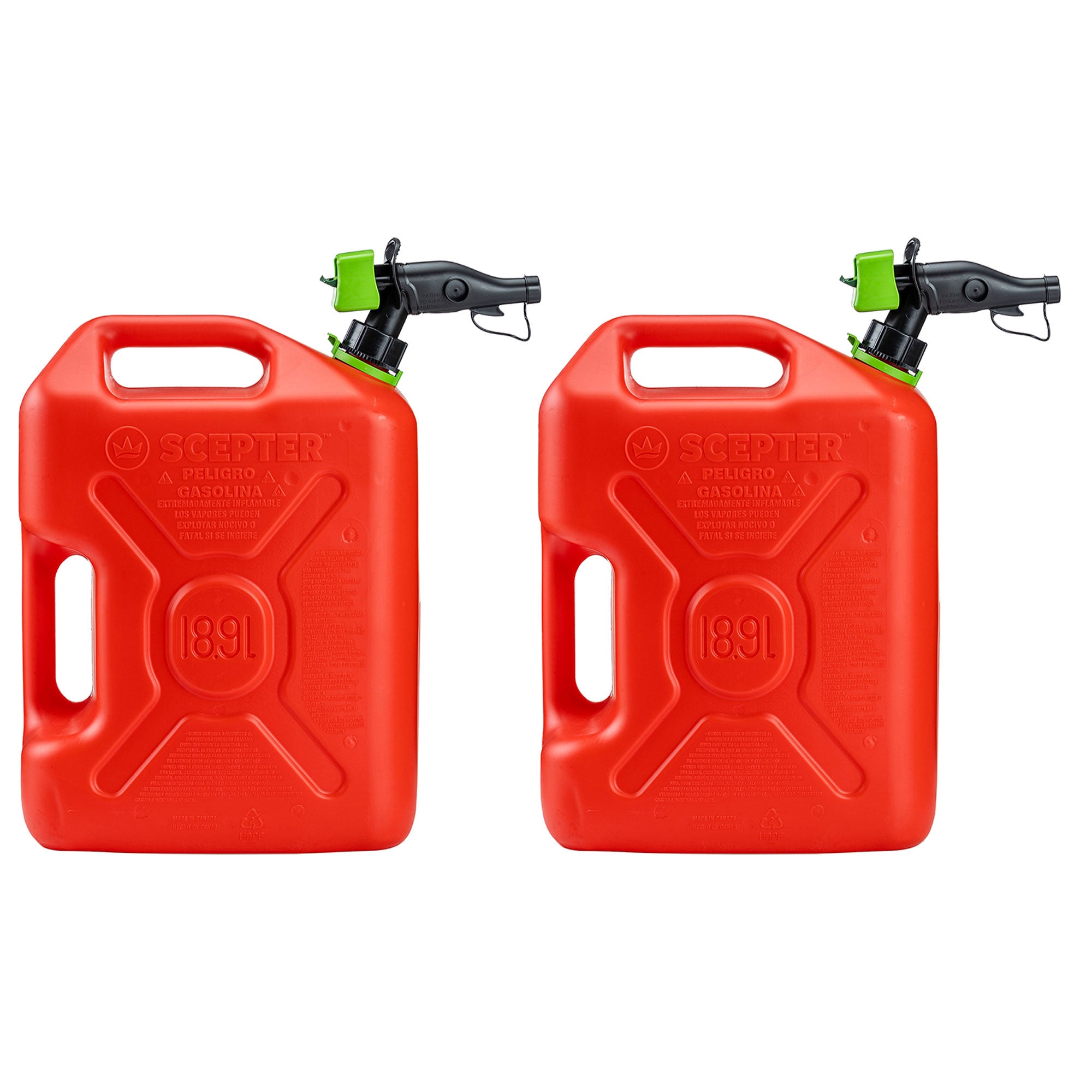 Scepter SmartControl Dual Handle Diesel Gas Container Jug, 5 Gal, 2 Pack, Red - Smart-nests