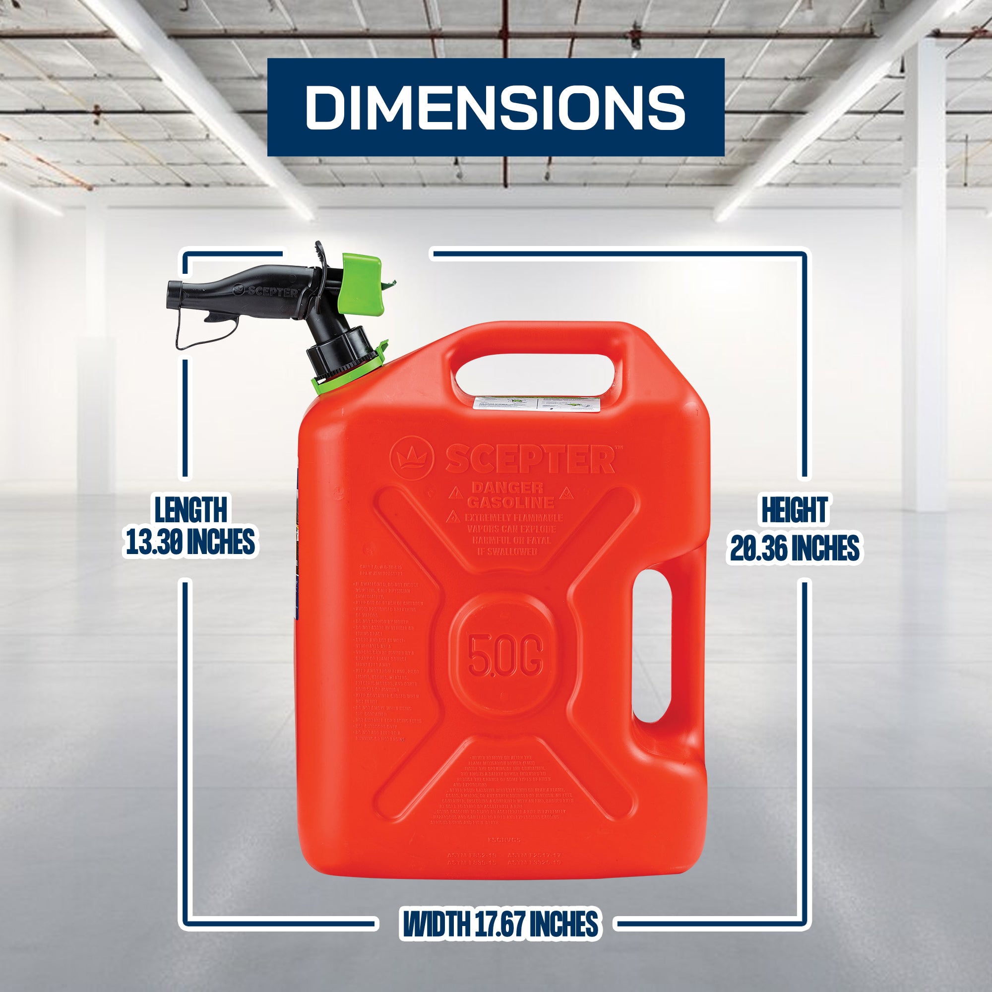 Scepter SmartControl Dual Handle Diesel Gas Container Jug, 5 Gal, 4 Pack, Red - Smart-nests