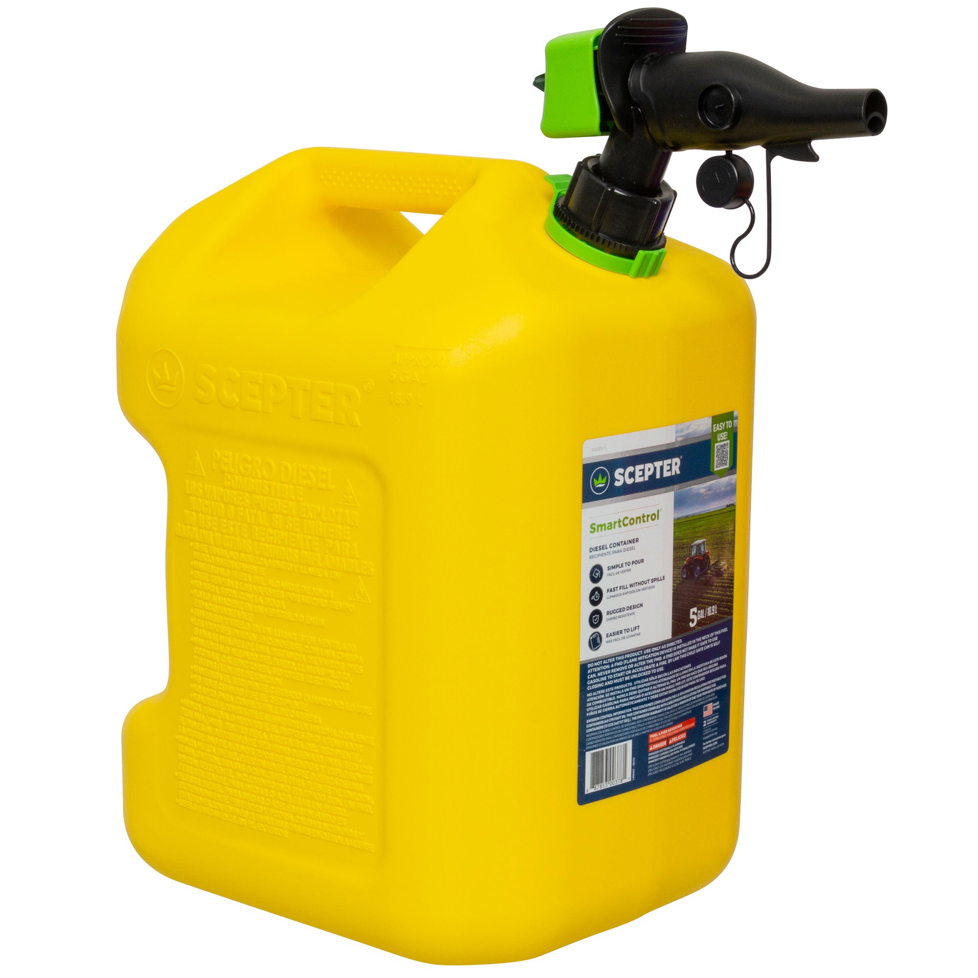 Scepter SmartControl Rear Handle Diesel Gas Jug, 5 Gal/18.9L, 4 Pack, Yellow - Smart-nests