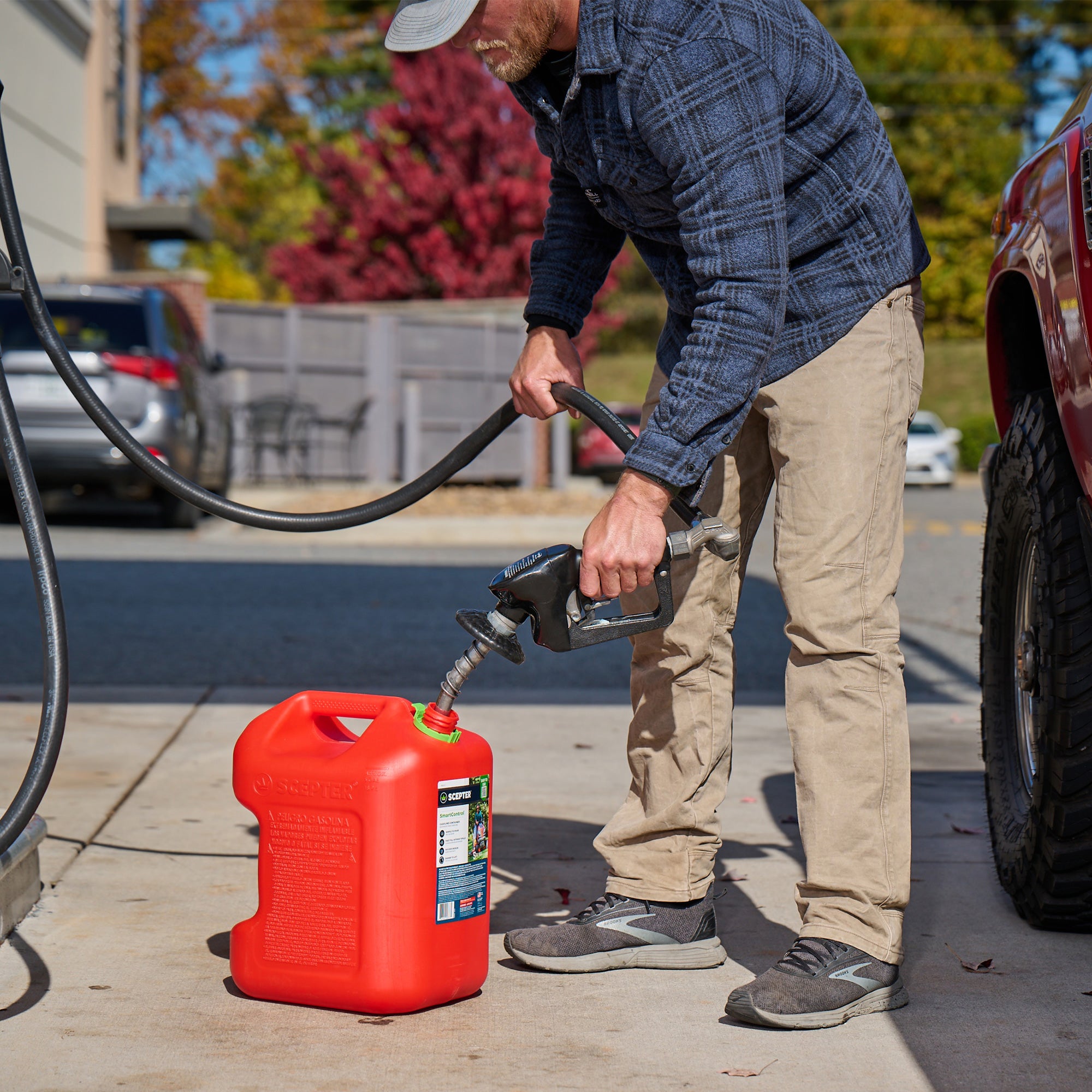 Scepter SmartControl Dual Handle 5 Gal Gasoline Can Jug with Funnel, 2 Pack, Red - Smart-nests