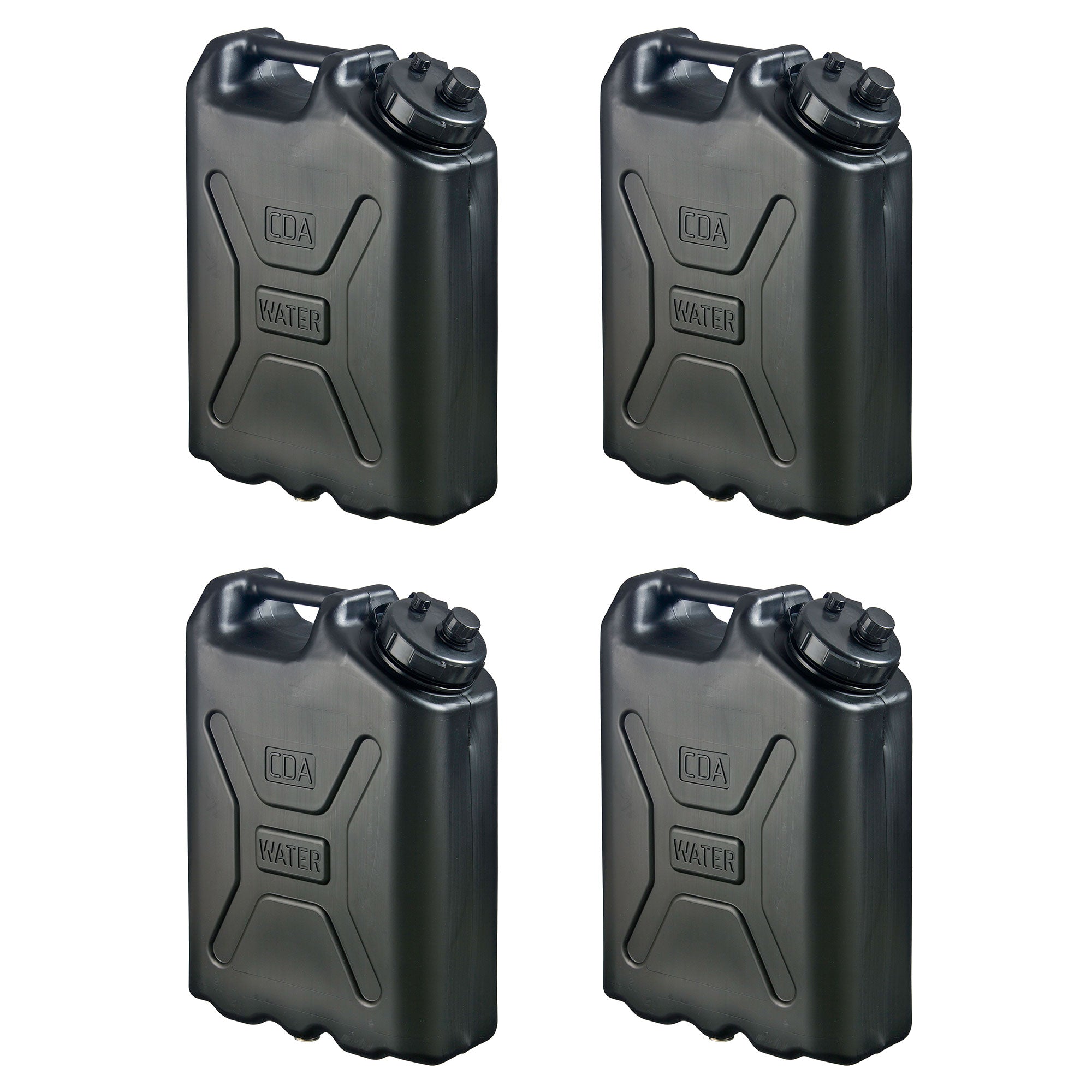 Scepter 5 Gallon Heavy Duty Military Style HDPE Water Container, (4 Pack), Black - Smart-nests