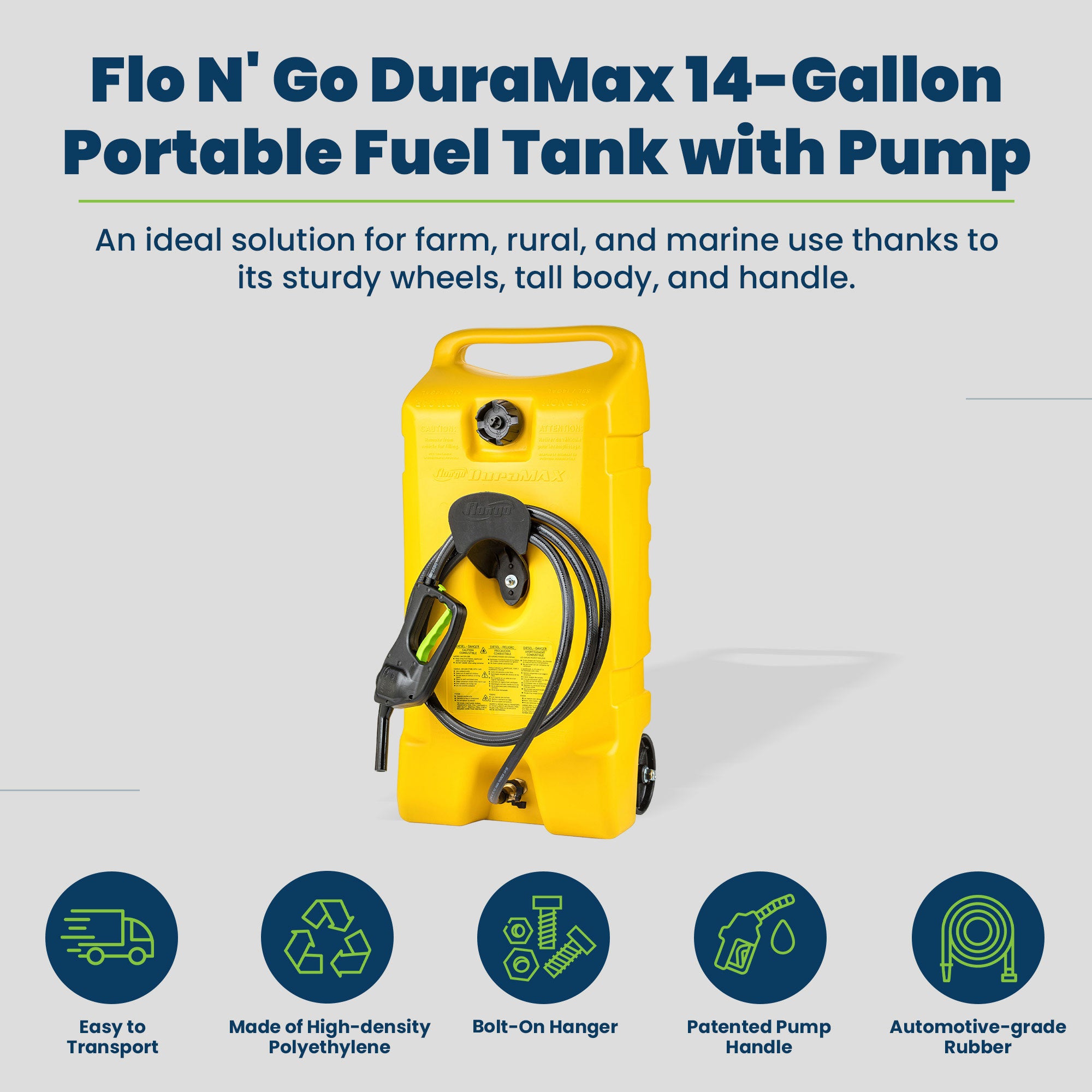 Scepter Flo N Go Duramax 14 Gal Diesel Fuel Tank Container Pump, 2 Pack, Yellow - Smart-nests