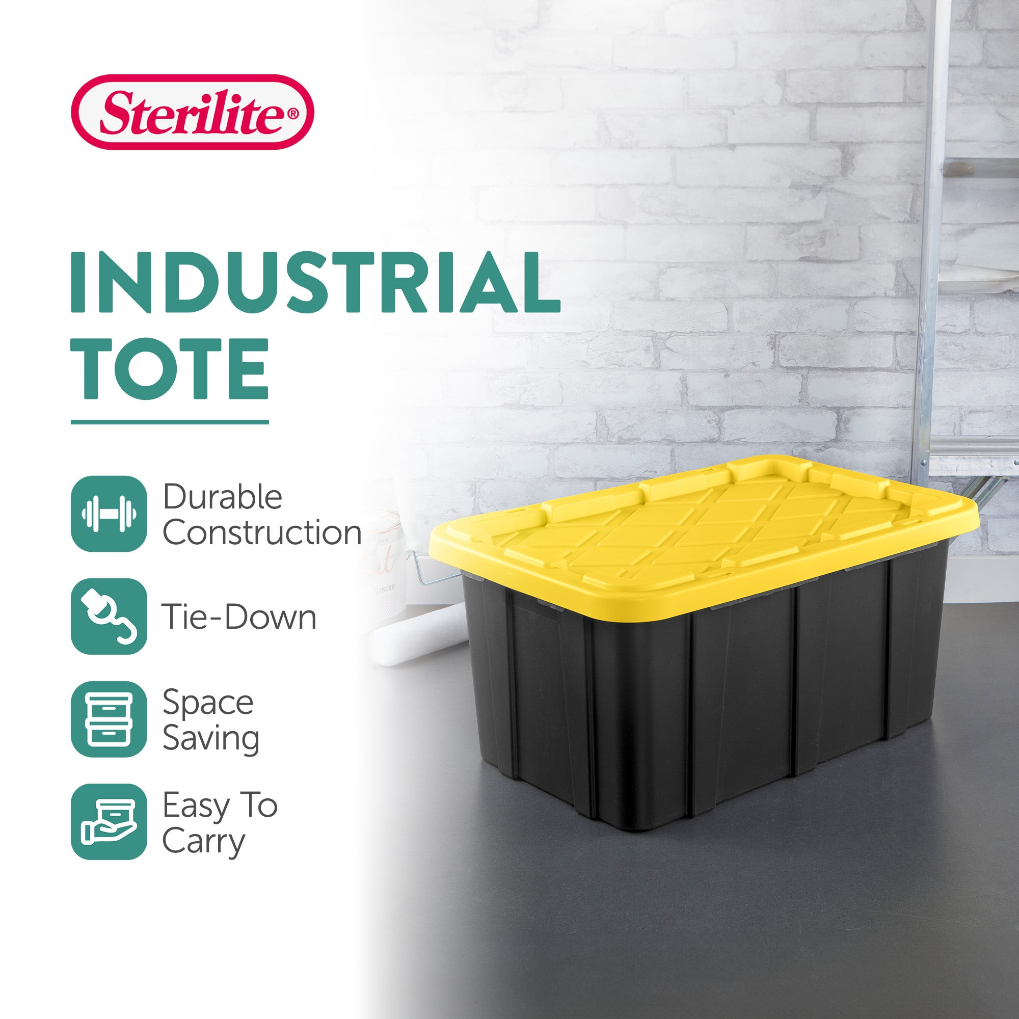 Sterilite 17 Gallon Industrial Stackable Storage Tote Lidded Containers, 6 Pack - Smart-nests