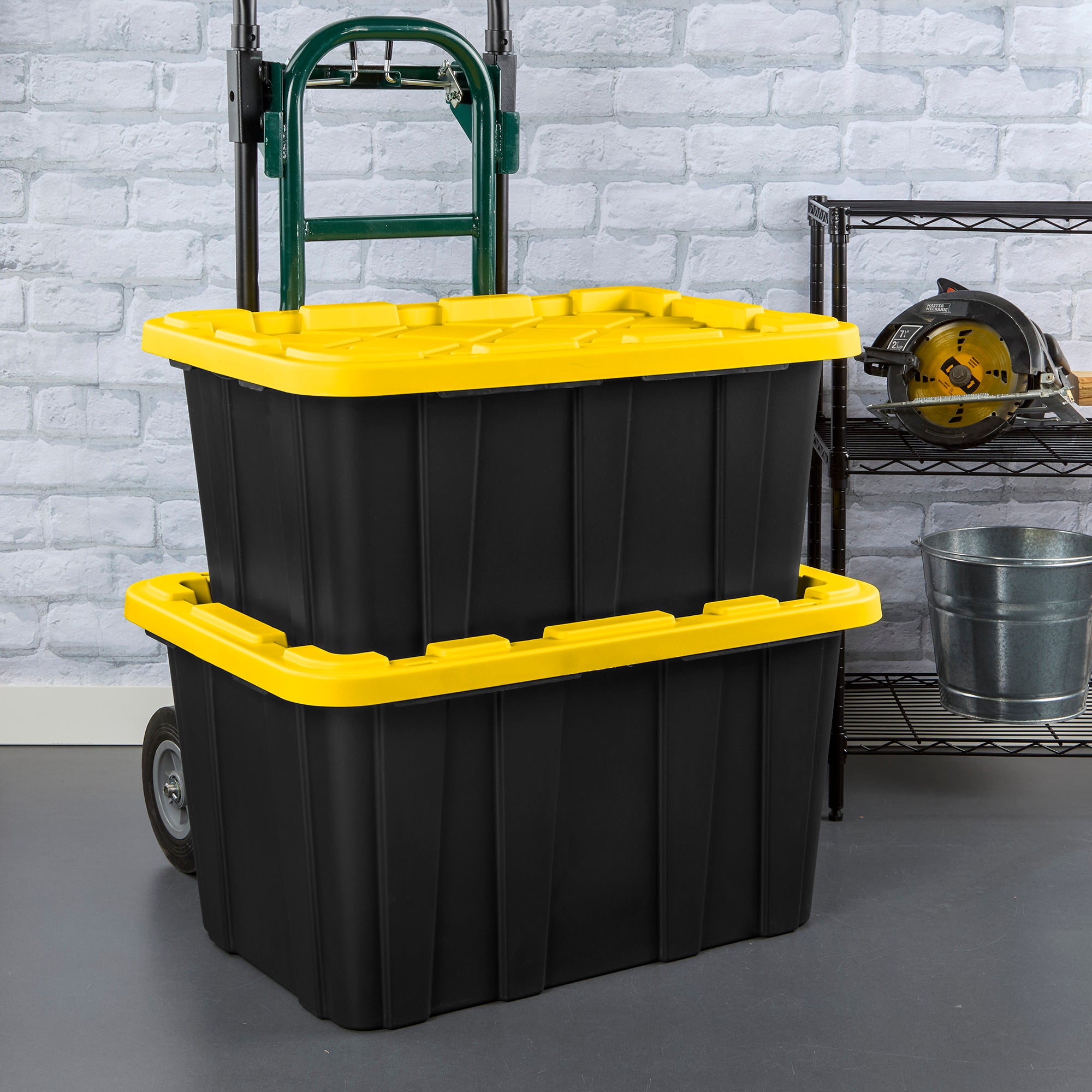 Sterilite 17 Gallon Industrial Stackable Storage Tote Lidded Containers, 6 Pack - Smart-nests