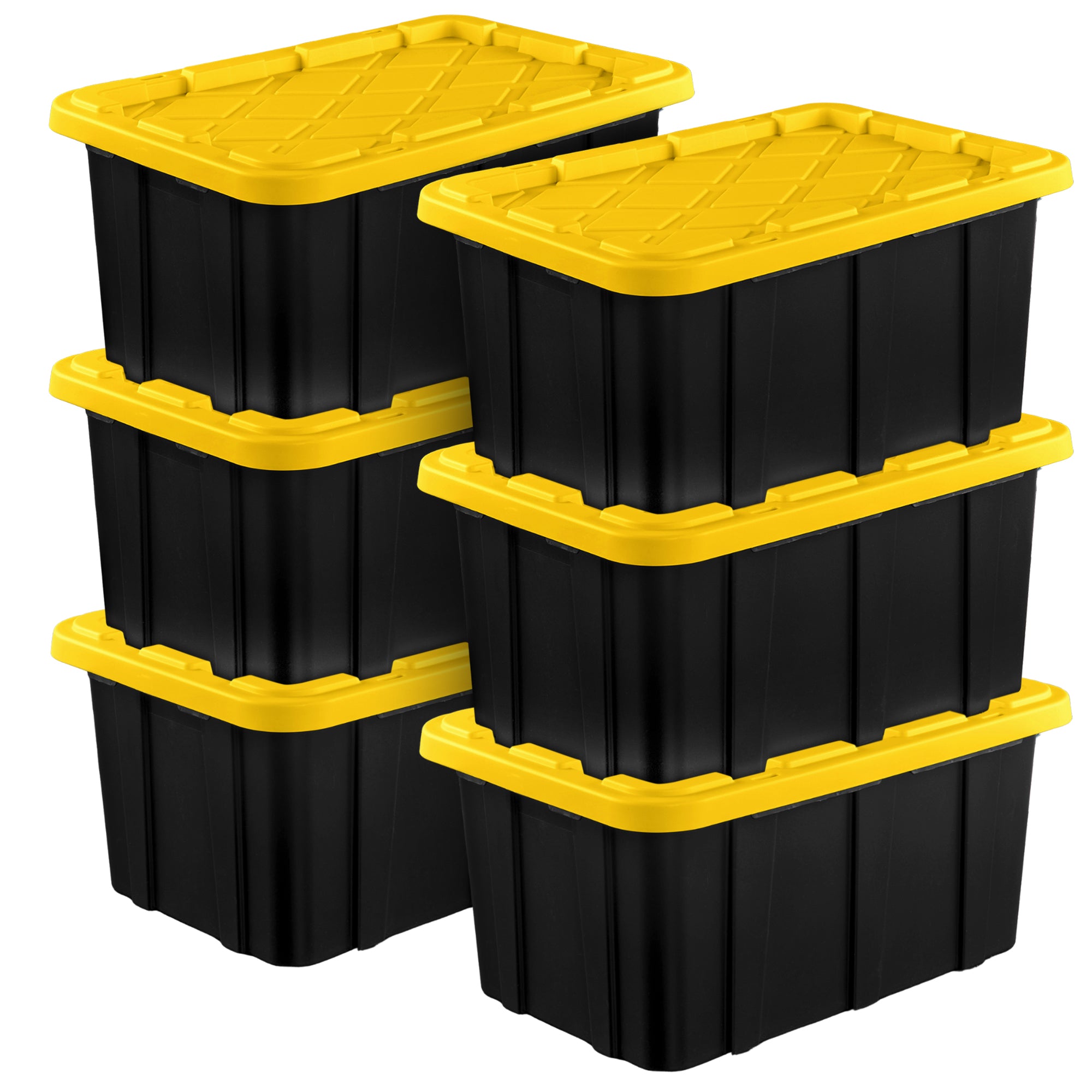 Sterilite 17 Gallon Industrial Stackable Storage Tote Lidded Containers, 6 Pack - Smart-nests