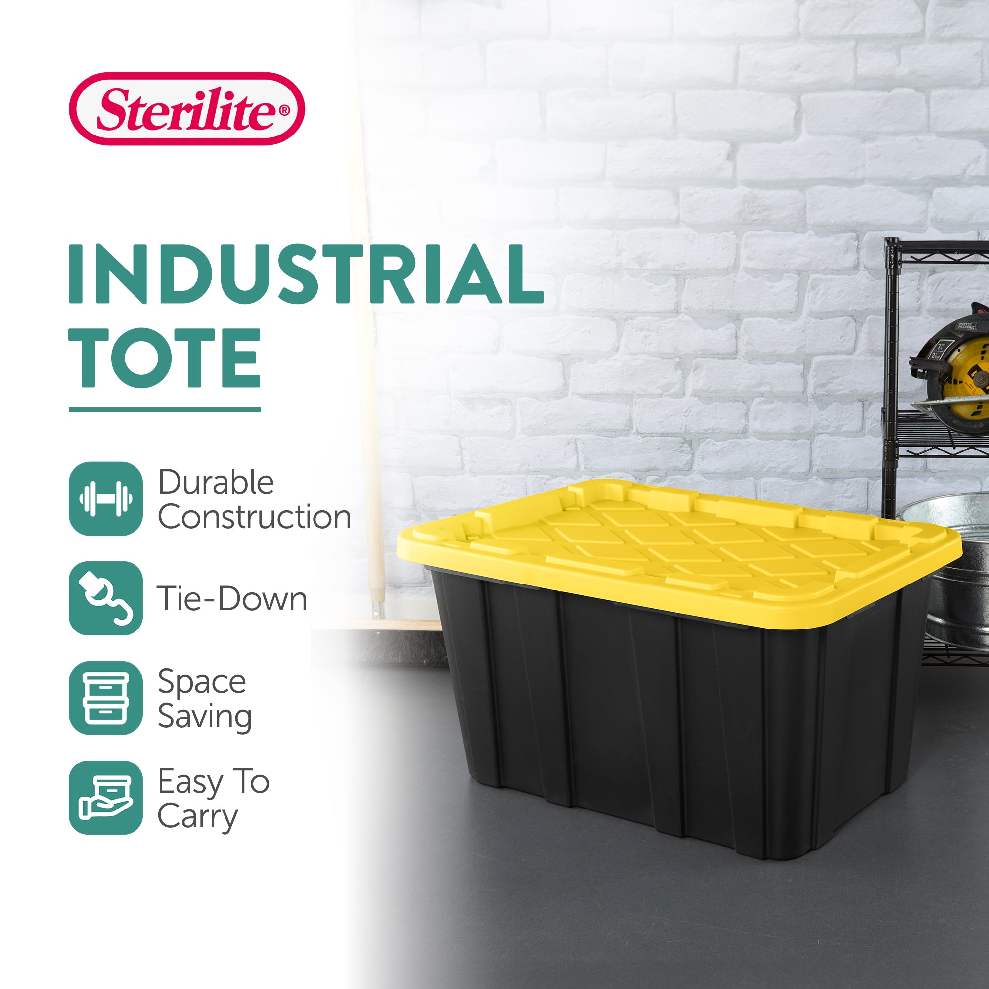 Sterilite 27 Gallon Industrial Stackable Storage Tote Lidded Containers, 6 Pack - Smart-nests