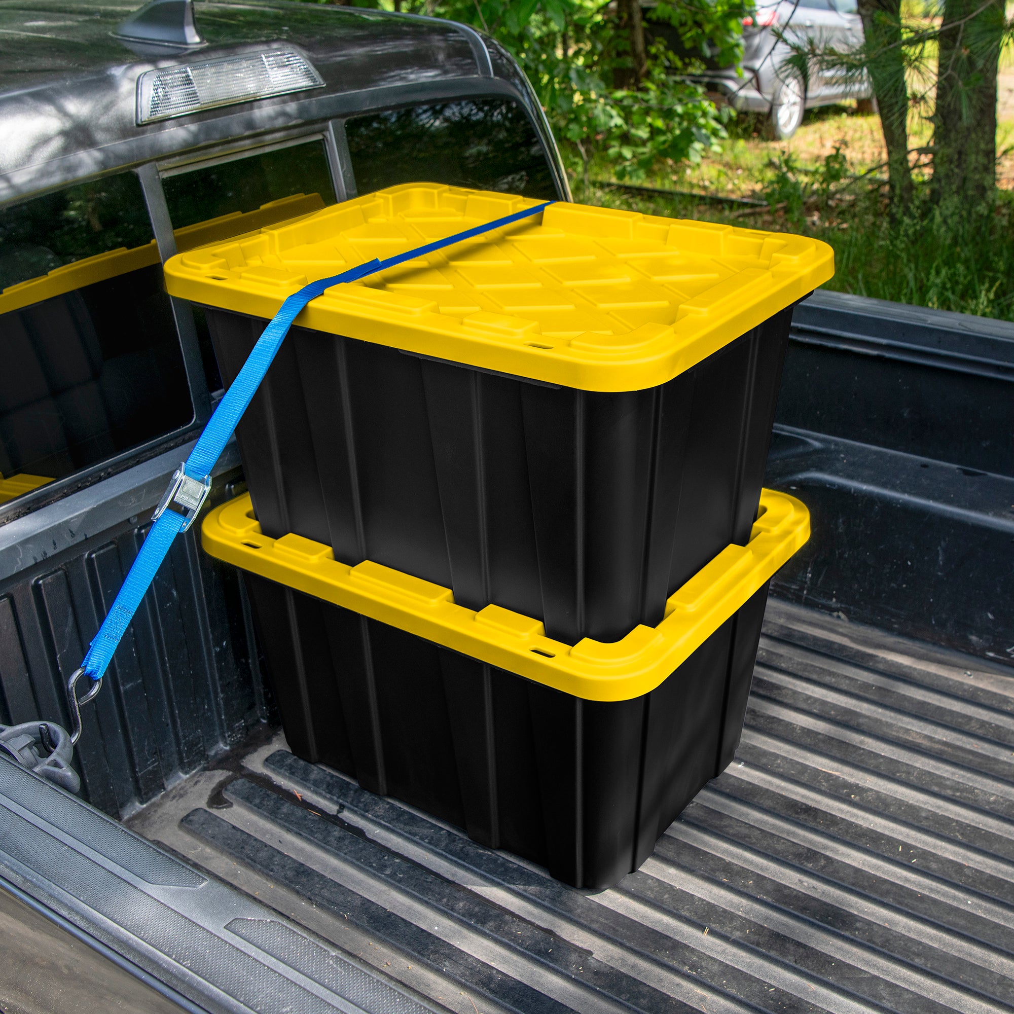 Sterilite 27 Gallon Industrial Stackable Storage Tote Lidded Containers, 6 Pack - Smart-nests