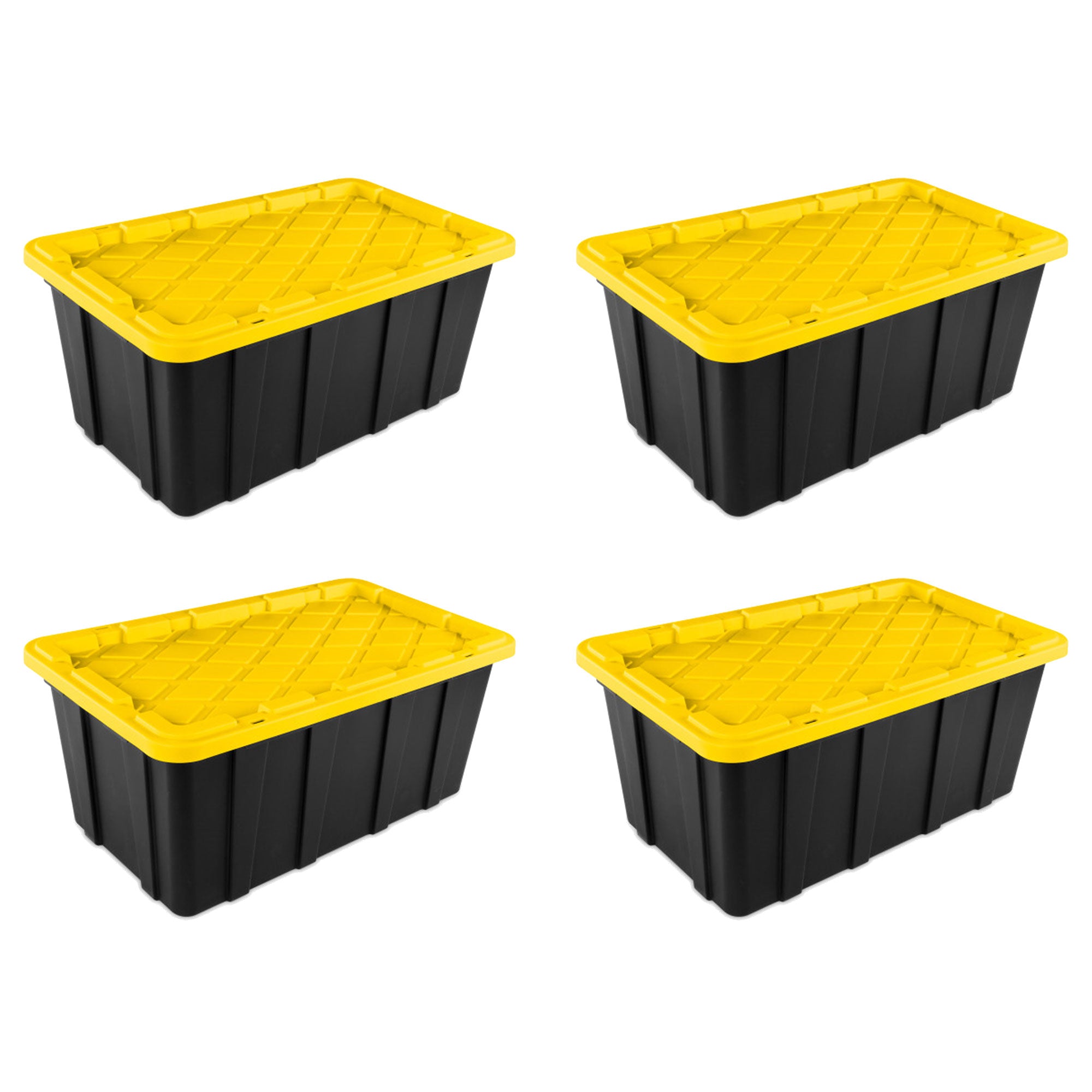 Sterilite 38 Gallon Industrial Stackable Storage Tote Lidded Containers, 4 Pack - Smart-nests
