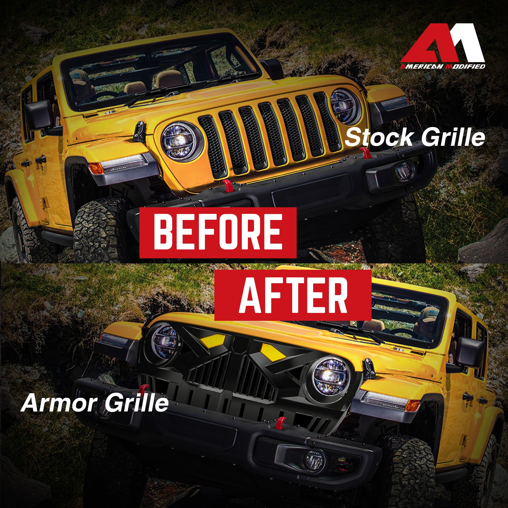 AMERICAN MODIFIED Grille for 2018-2023 Jeep Wrangler JL & Gladiator JT w/Camera - Smart-nests