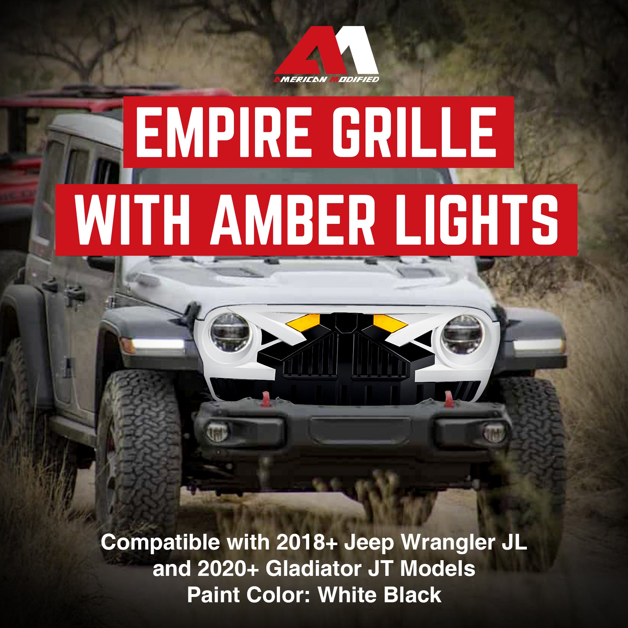 AMERICAN MODIFIED Grille for 2018+ Jeep Wrangler JL, 2020+ Gladiator JT w/Camera - Smart-nests