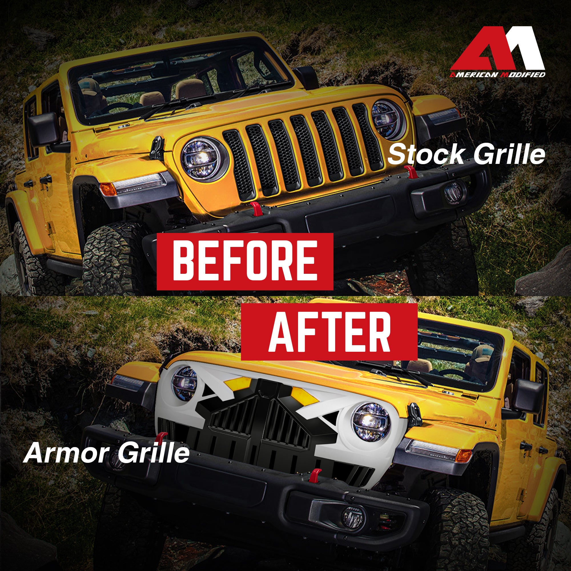 AMERICAN MODIFIED Grille for 2018+ Jeep Wrangler JL, 2020+ Gladiator JT w/Camera - Smart-nests