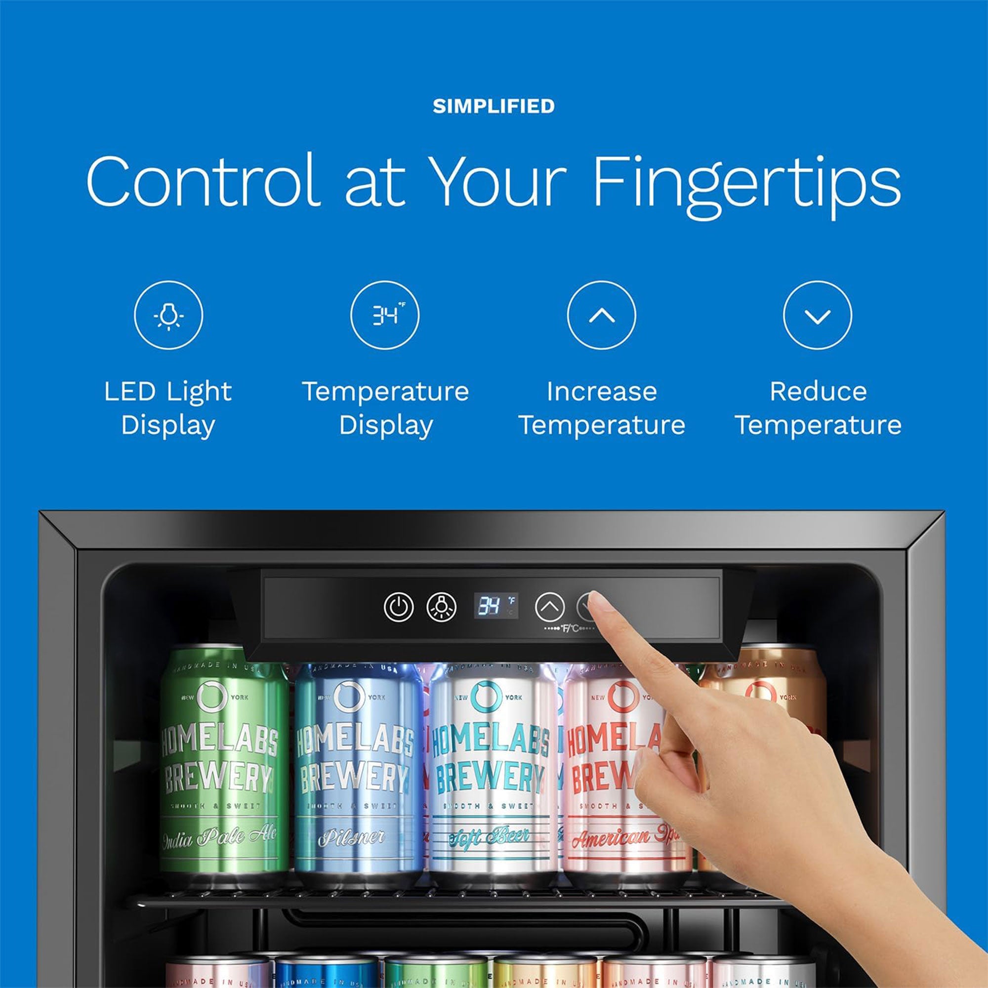 hOmeLabs 120 Can Beverage Refrigerator Cooler Glass Door Mini Fridge, 3.2 Cu Ft - Smart-nests
