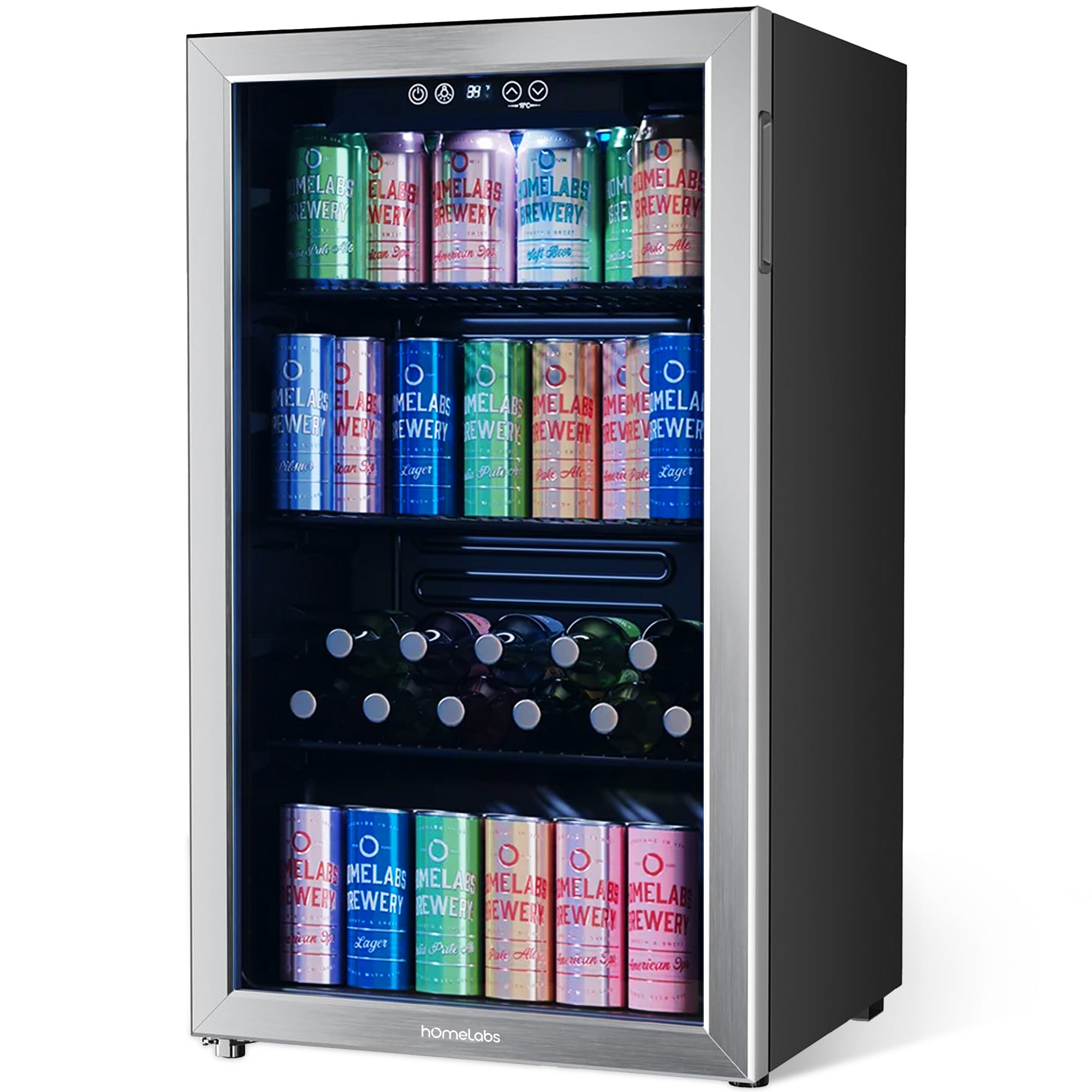 hOmeLabs 120 Can Beverage Refrigerator Cooler Glass Door Mini Fridge, 3.2 Cu Ft - Smart-nests