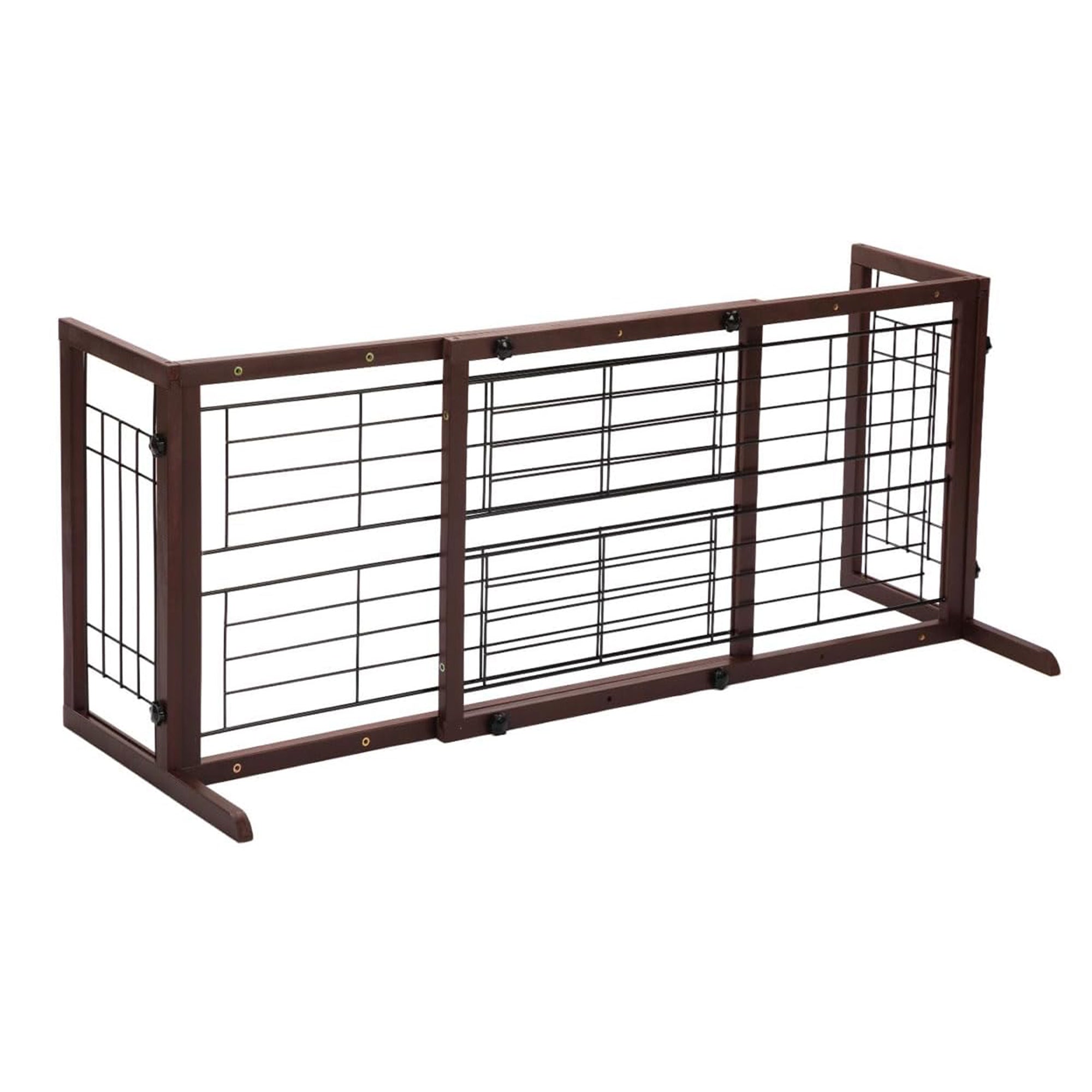 COZIWOW Freestanding Dog Gate Indoor with Side Panels for Stairs, 71 In, Brown - Smart-nests