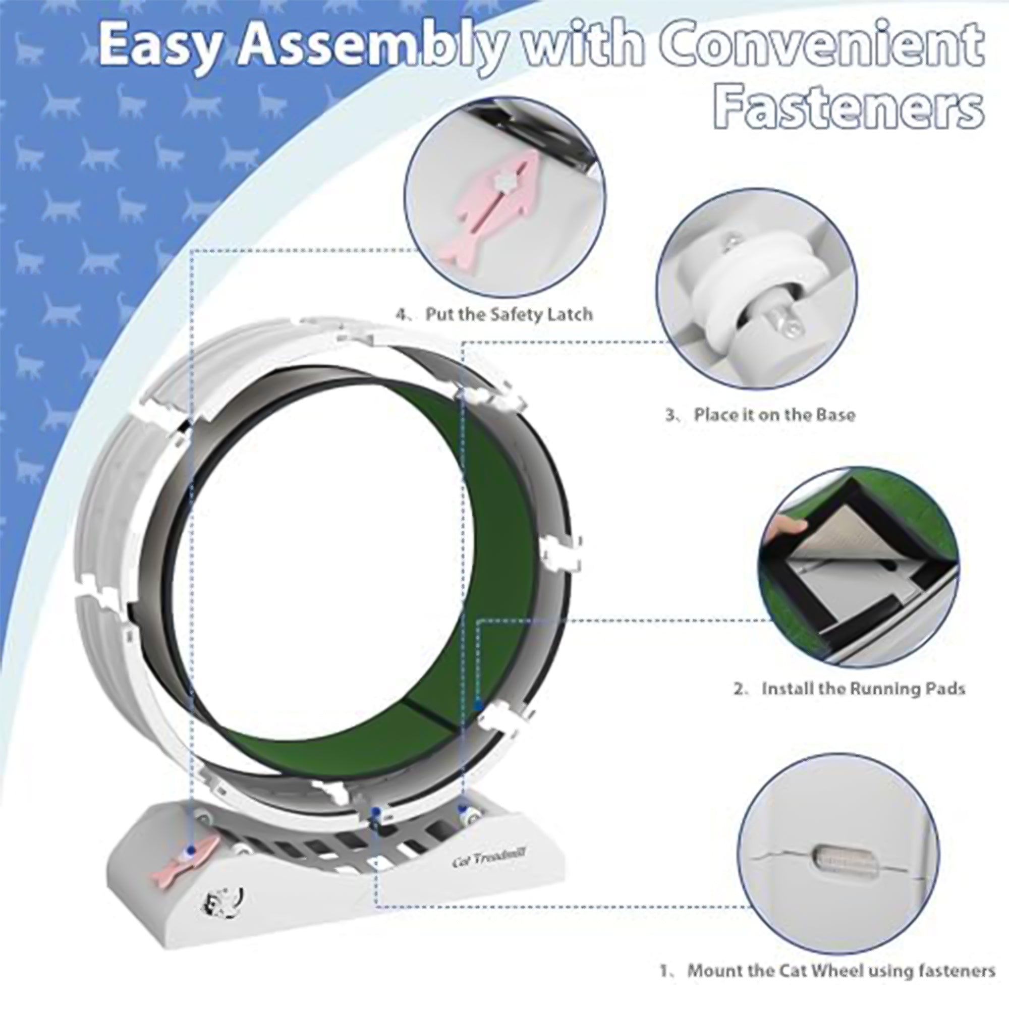 COZIWOW Lockable 31.5” Cat Exercise Wheel Treadmill with Removable Carpet, Grey - Smart-nests