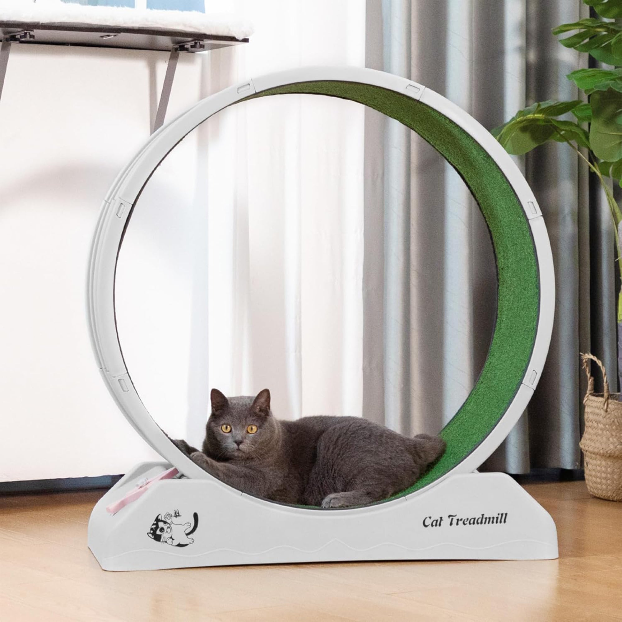 COZIWOW Lockable 31.5” Cat Exercise Wheel Treadmill with Removable Carpet, Grey - Smart-nests