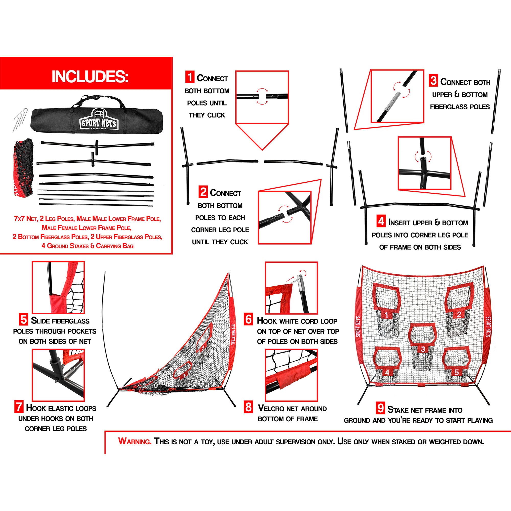 Hit Run Steal Football Throwing Net with Target Pockets for Quarterback Training - Smart-nests