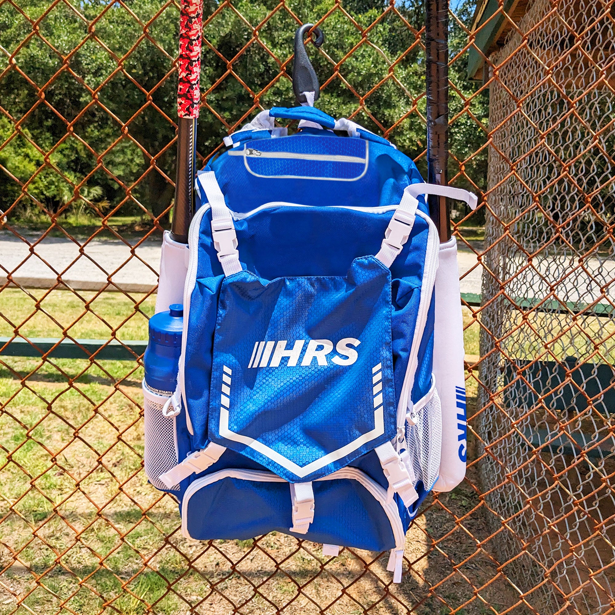 Hit Run Steal Bat Bag Backpack, Holds 4 Bats, Glove, and Helmet, Royal Blue - Smart-nests