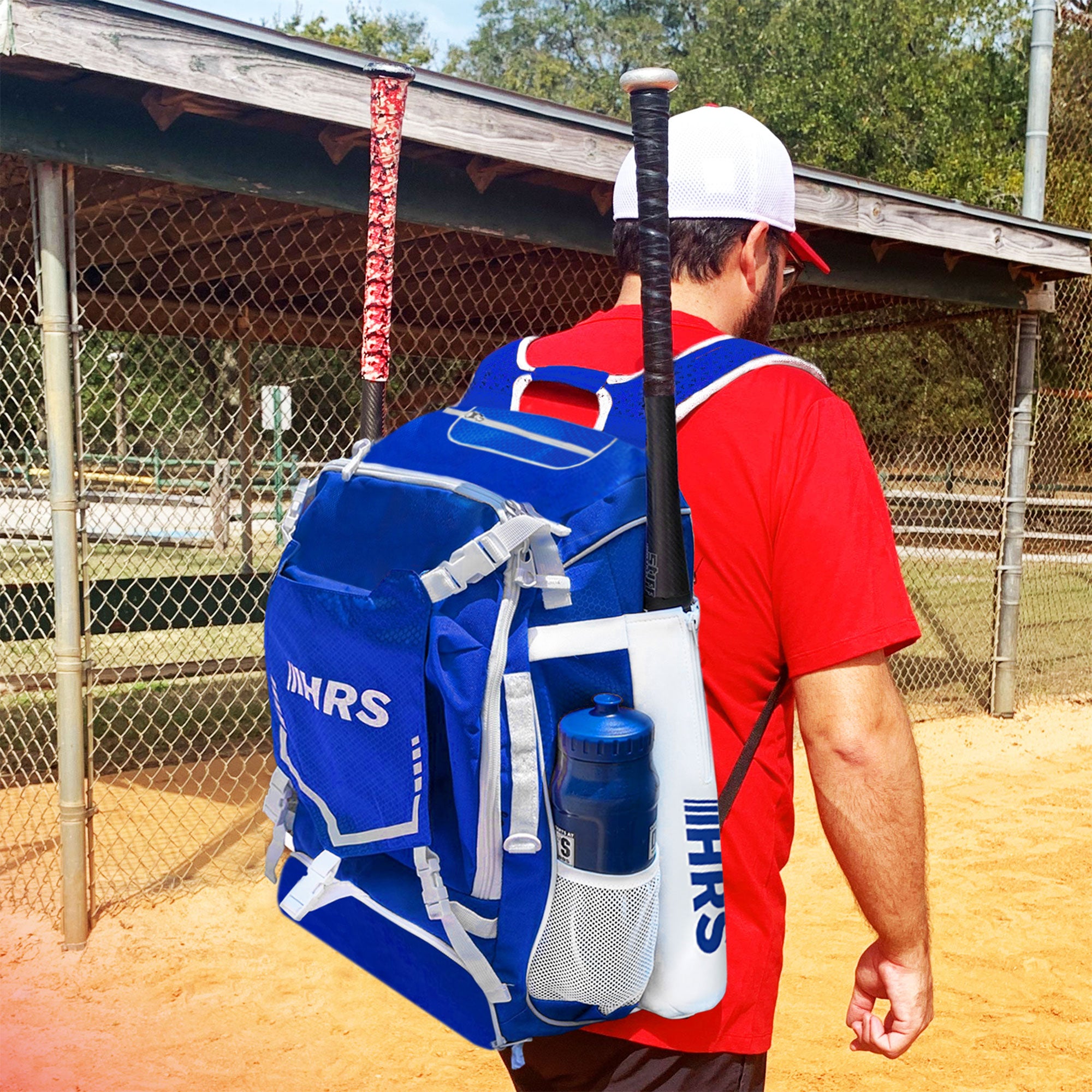 Hit Run Steal Bat Bag Backpack, Holds 4 Bats, Glove, and Helmet, Royal Blue - Smart-nests