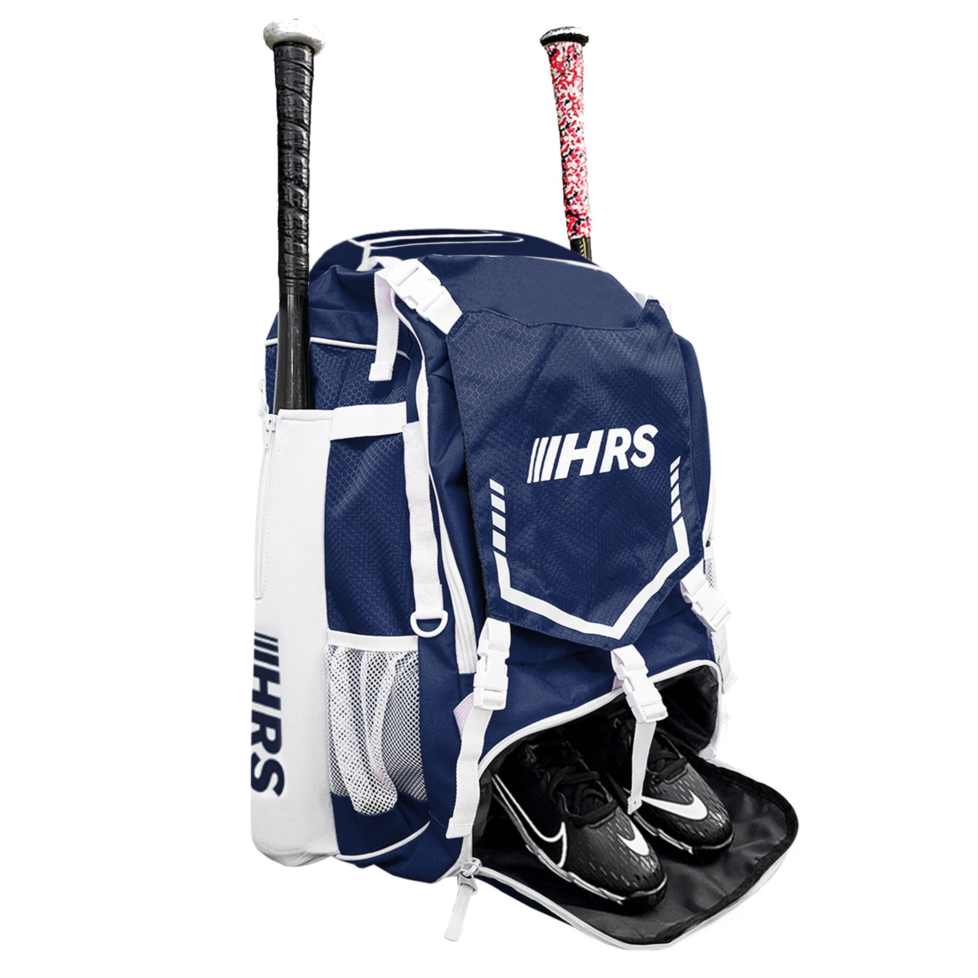 Hit Run Steal Bat Bag Backpack, Holds up to 4 Bats, Glove, and Helmet, Navy Blue - Smart-nests