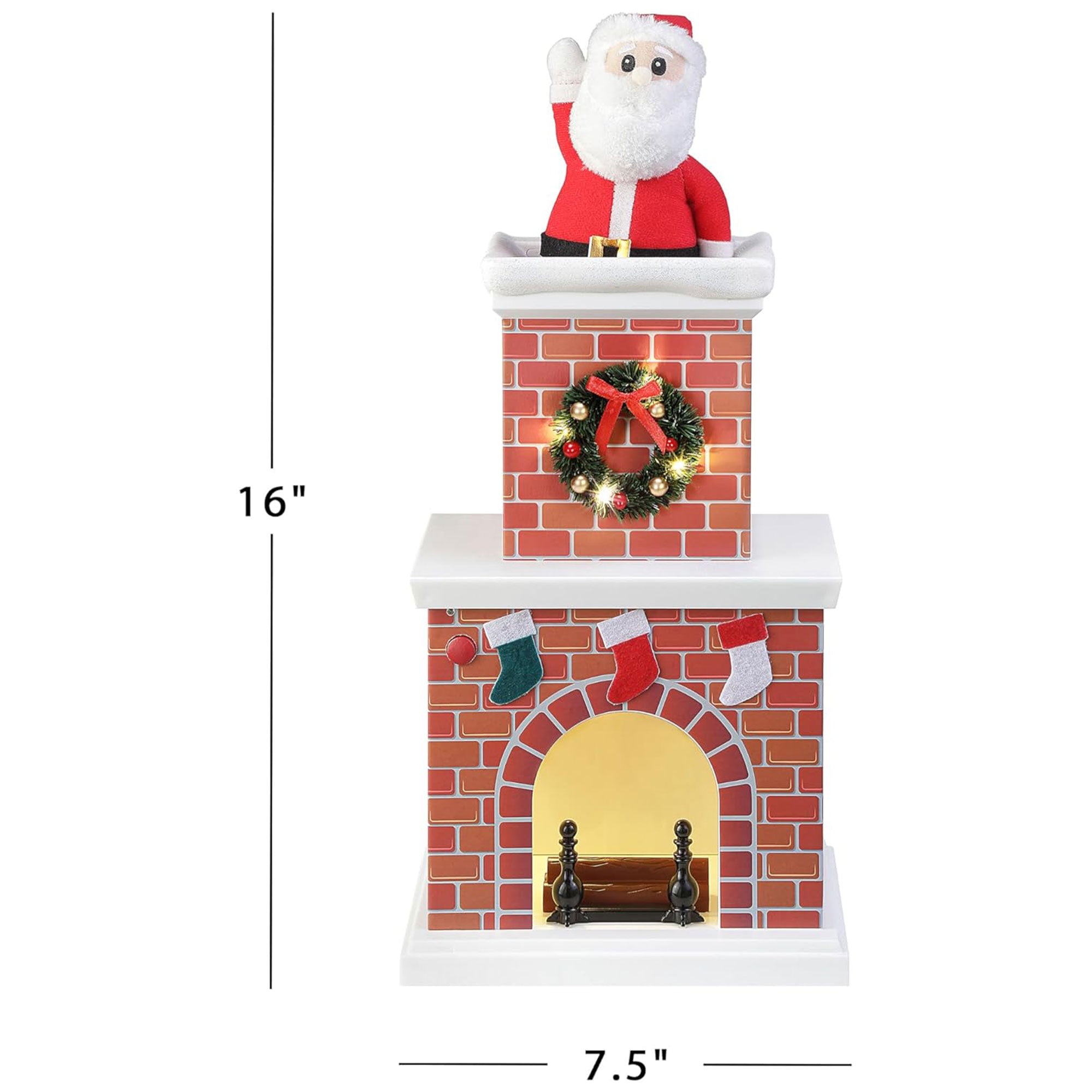 Mr. Christmas 18 Inch Animated Santa in Chimney with LED Lights and Music, White - Smart-nests