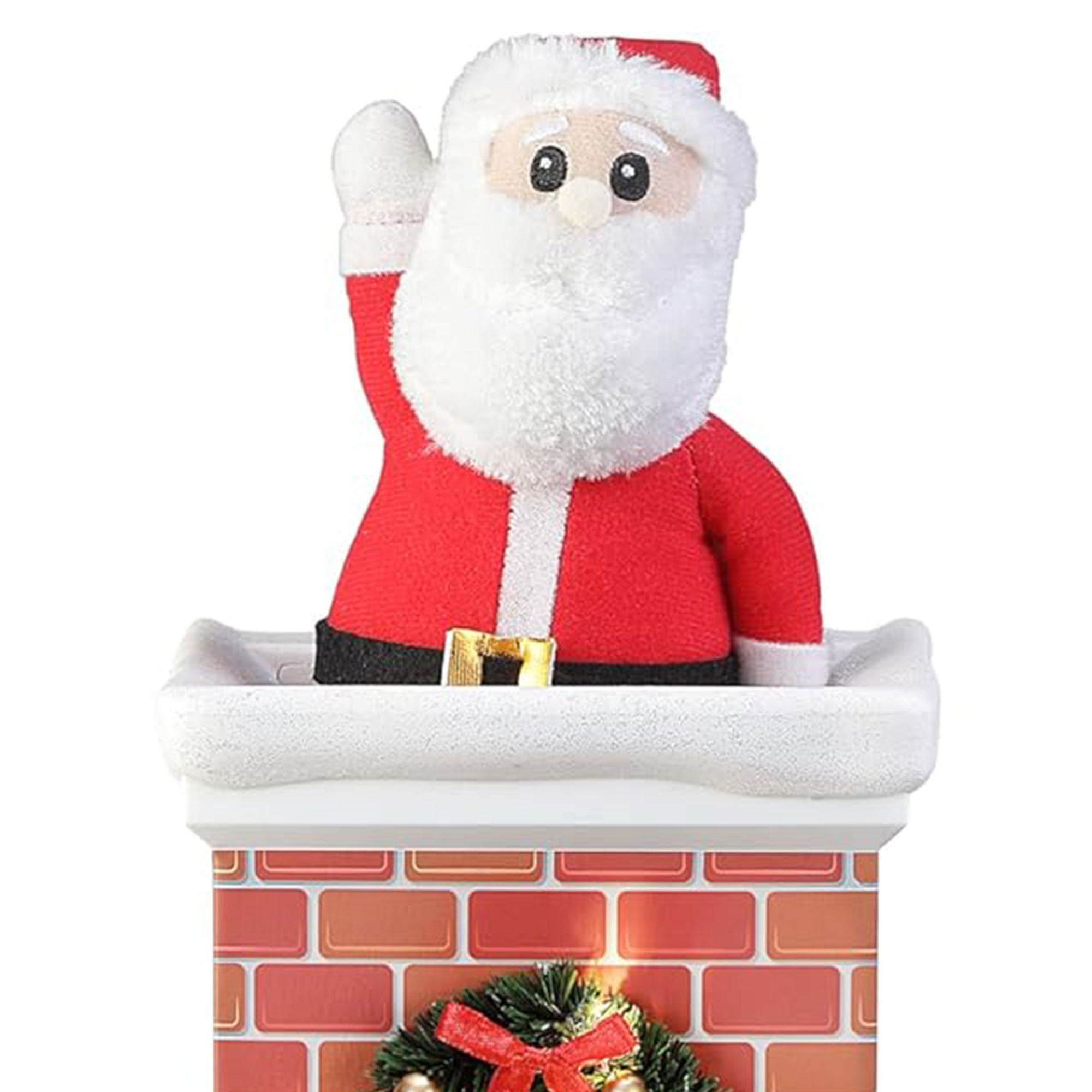 Mr. Christmas 18 Inch Animated Santa in Chimney with LED Lights and Music, White - Smart-nests