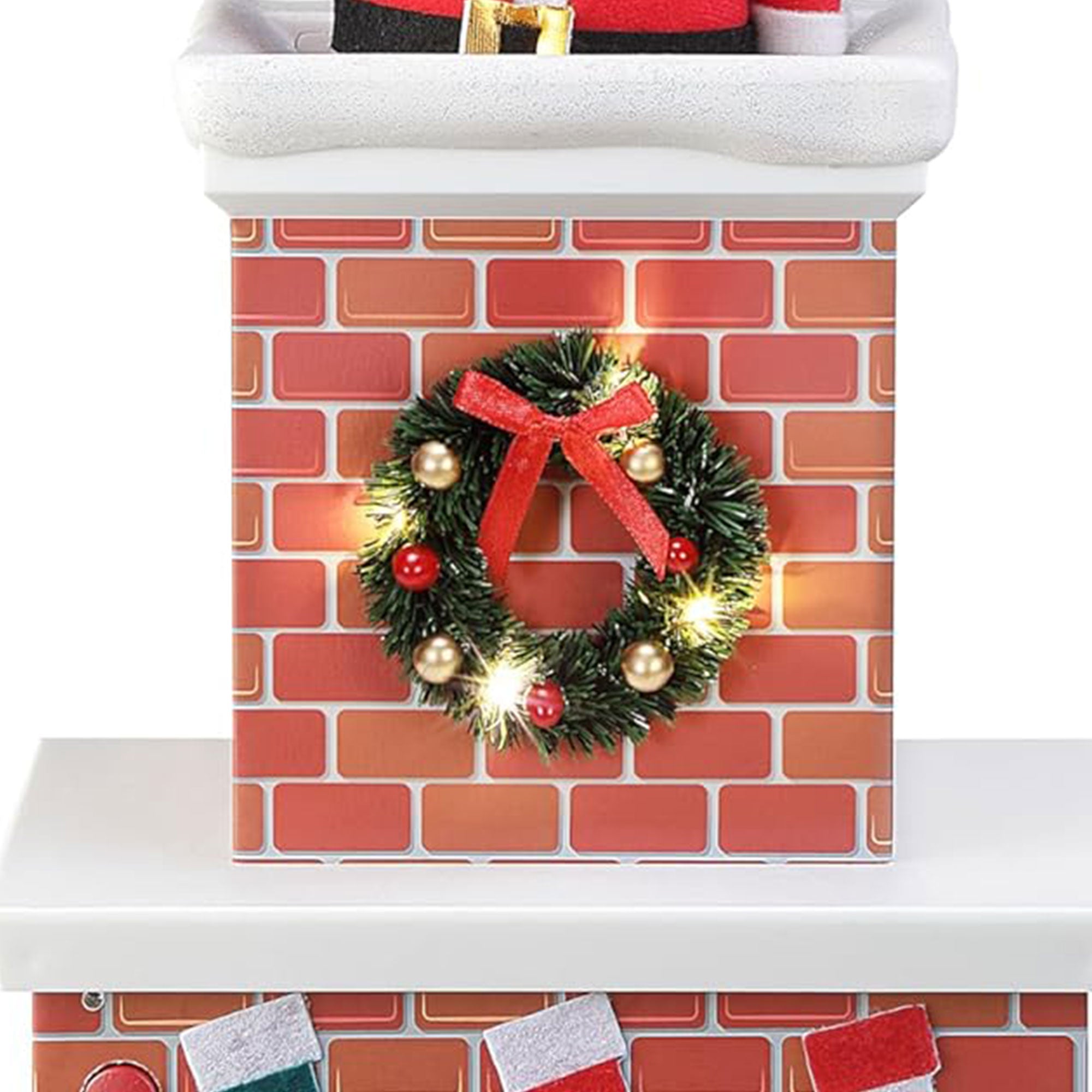 Mr. Christmas 18 Inch Animated Santa in Chimney with LED Lights and Music, White - Smart-nests
