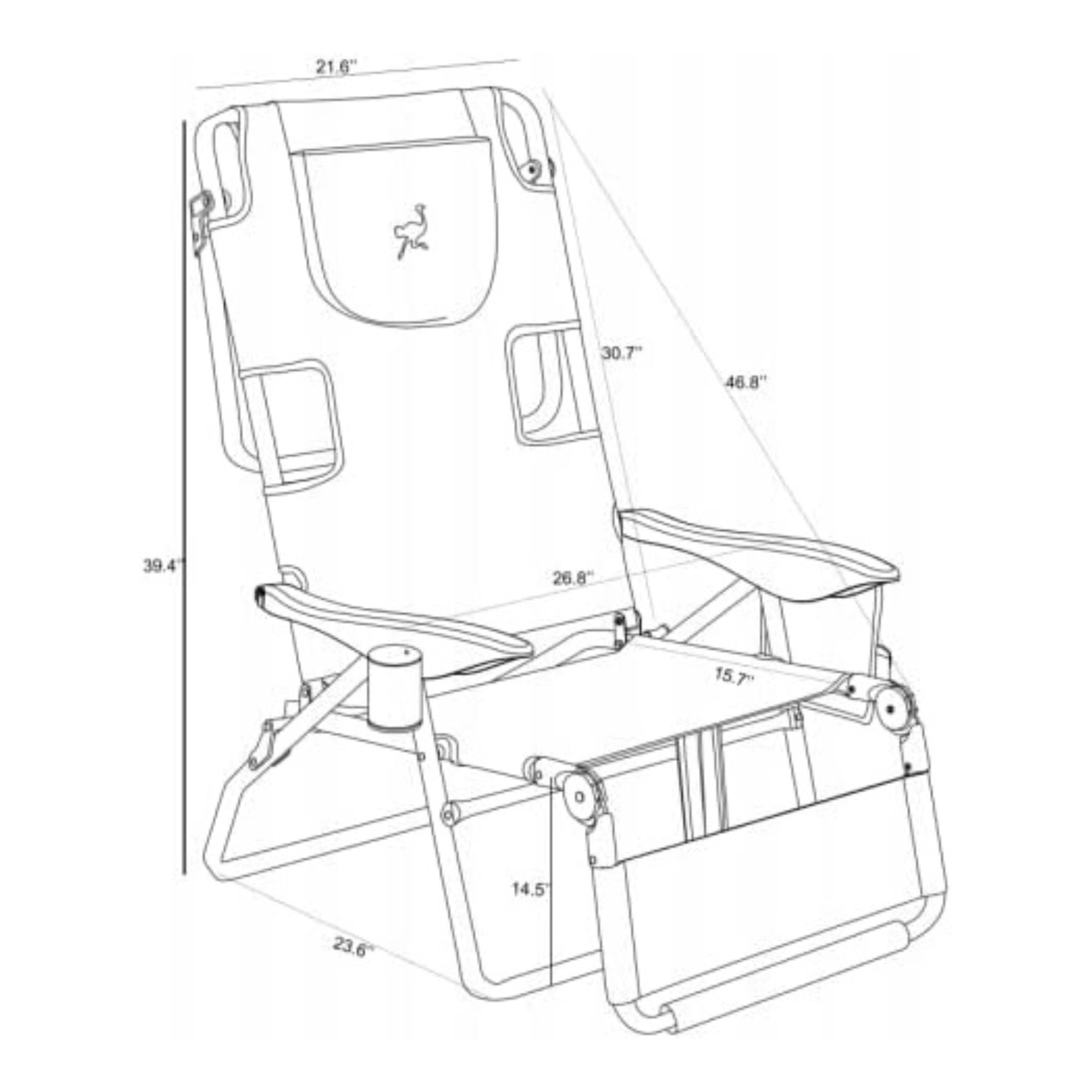 Deltess Ostrich 3 In 1 Portable Chair Cooler Bag & Reclining Lounger, Light Blue - Smart-nests