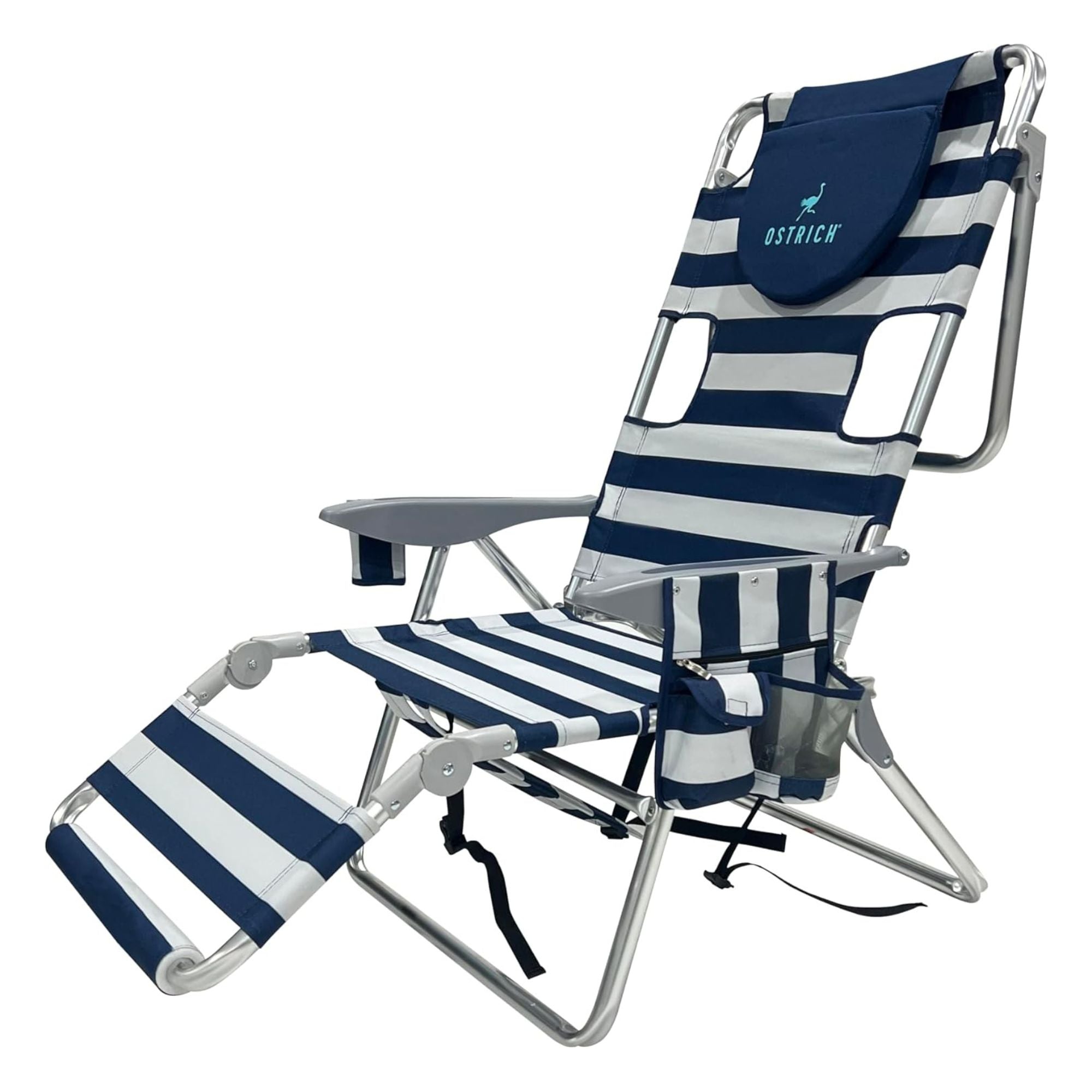 Deltess Ostrich 3 In 1 Portable Chair Cooler Bag & Reclining Lounger, Blue/White - Smart-nests