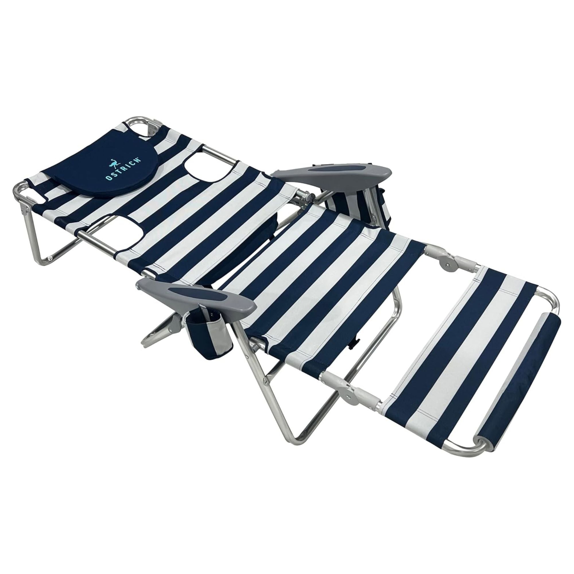 Deltess Ostrich 3 In 1 Portable Chair Cooler Bag & Reclining Lounger, Blue/White - Smart-nests