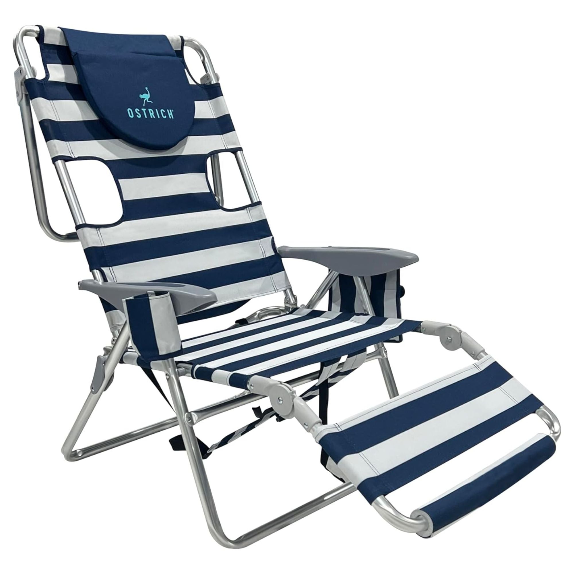 Deltess Ostrich 3 In 1 Portable Chair Cooler Bag & Reclining Lounger, Blue/White - Smart-nests