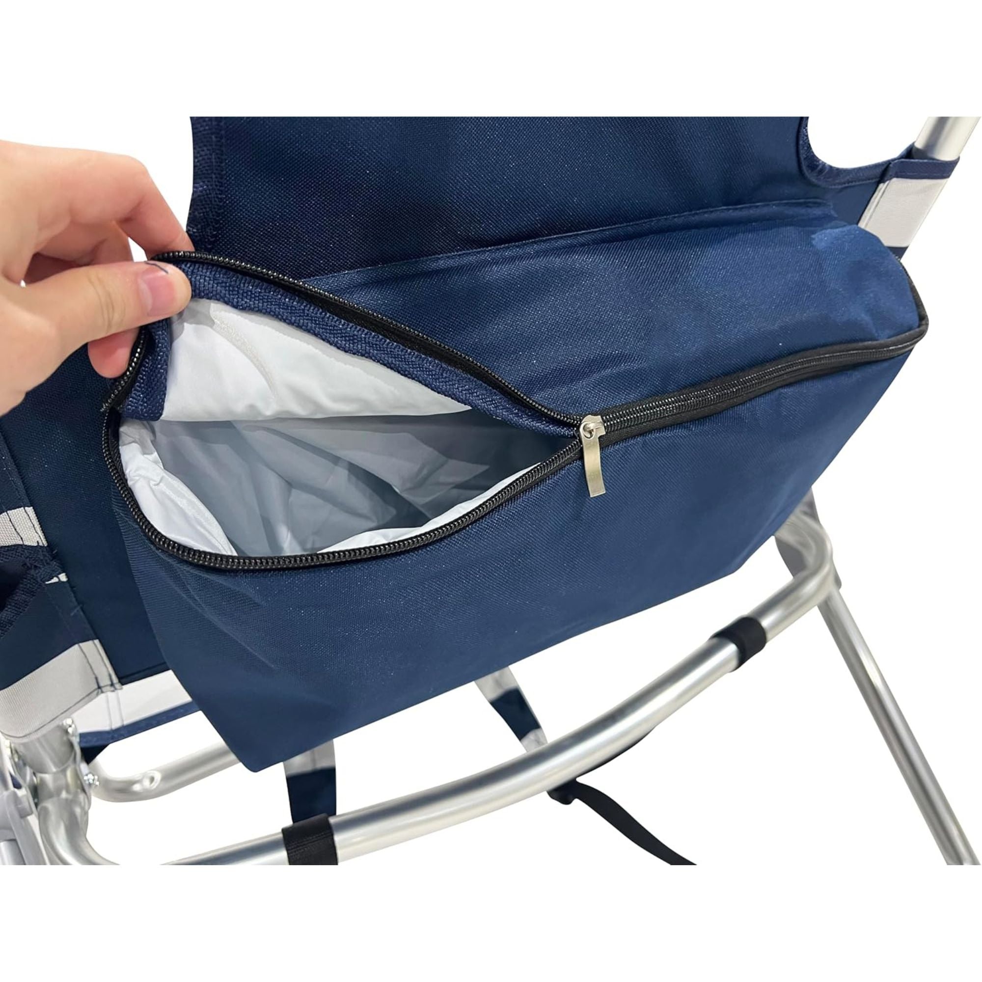 Deltess Ostrich 3 In 1 Portable Chair Cooler Bag & Reclining Lounger, Blue/White - Smart-nests