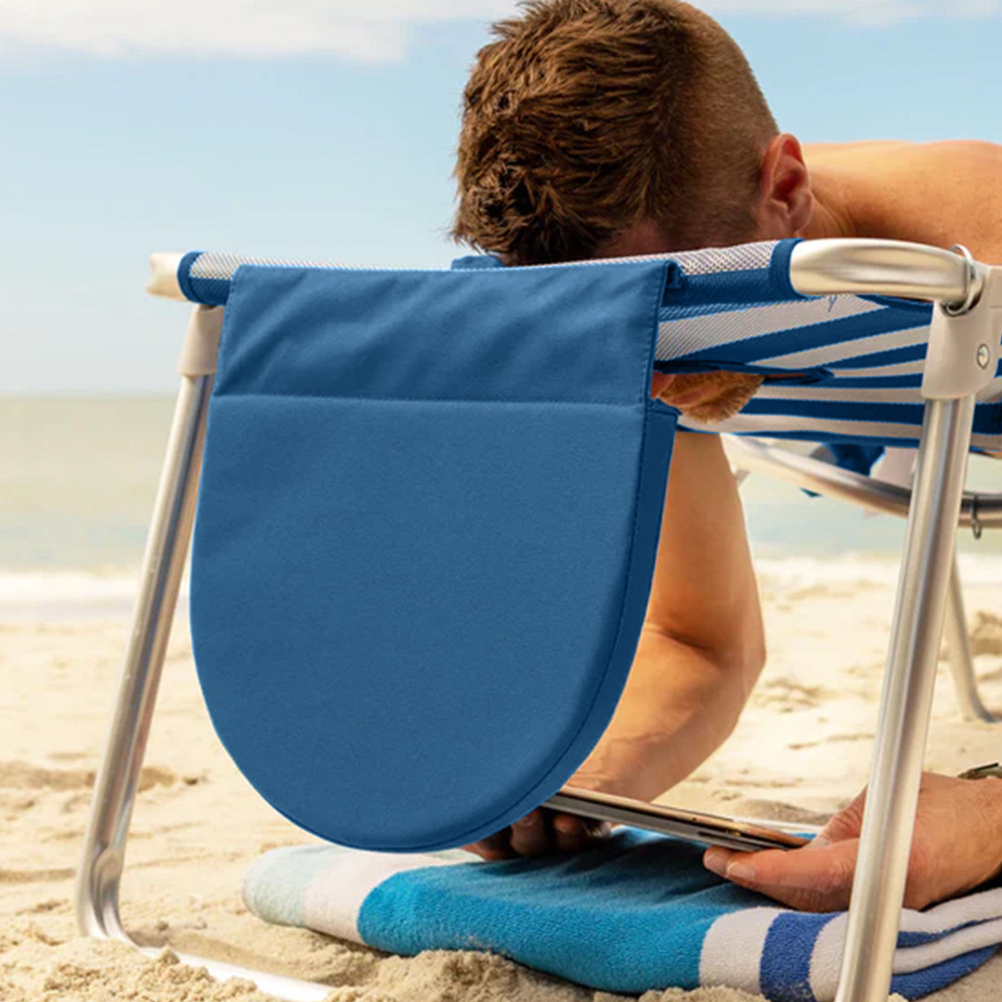Deltess Ostrich 3 In 1 Portable Chair Cooler Bag & Reclining Lounger, Blue/White - Smart-nests