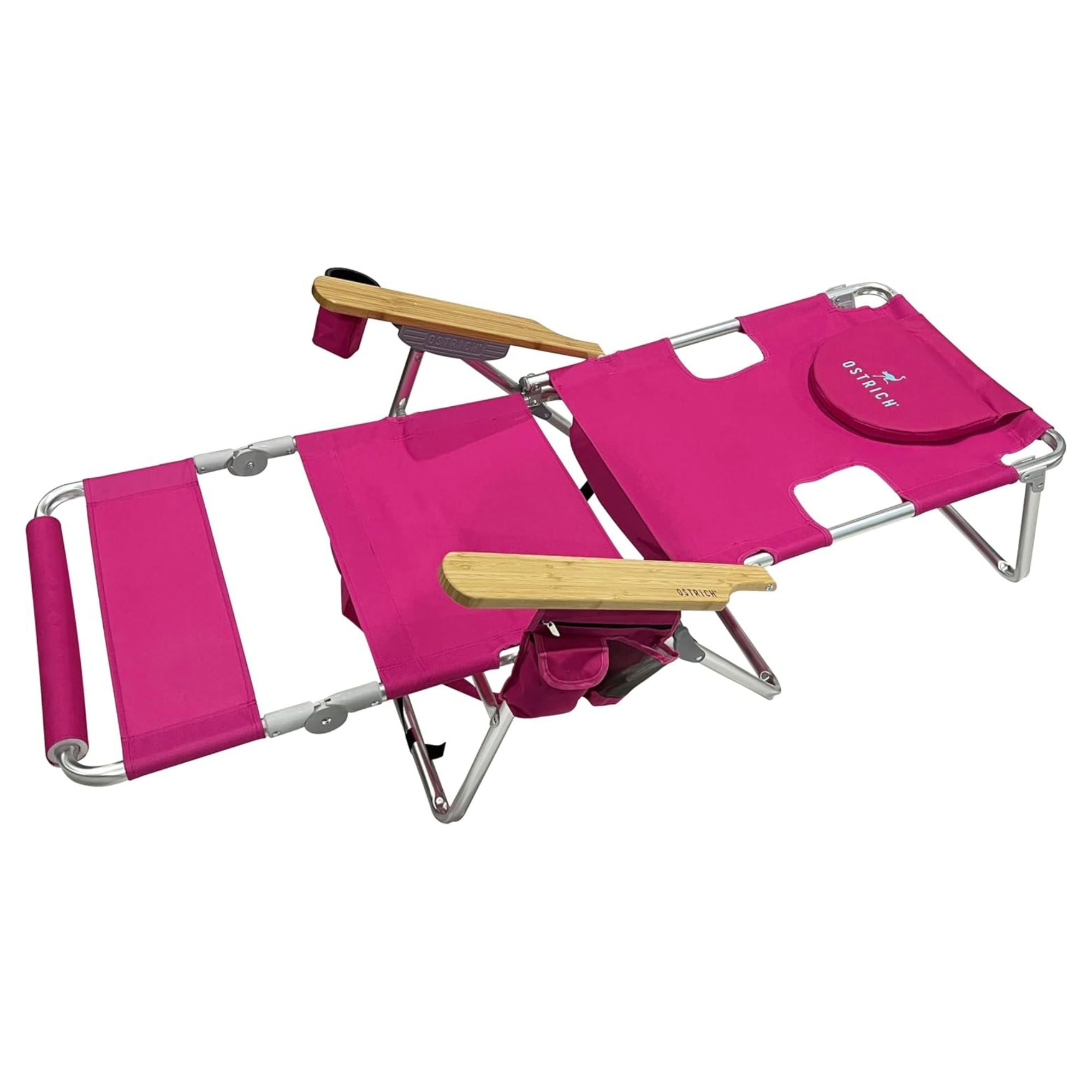 Deltess Ostrich 3 In 1 Portable Chair Cooler Bag & Reclining Lounger, Pink - Smart-nests