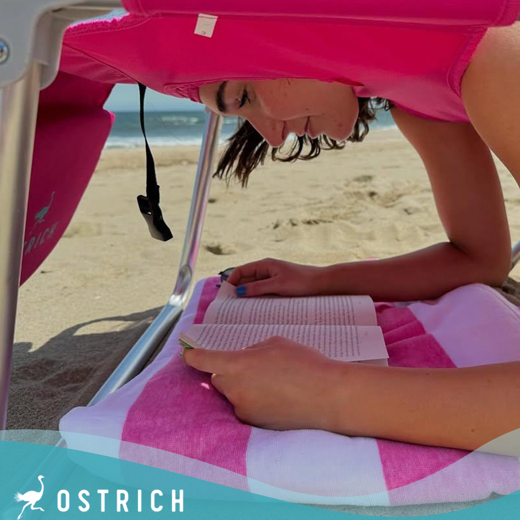 Deltess Ostrich 3 In 1 Portable Chair Cooler Bag & Reclining Lounger, Pink - Smart-nests
