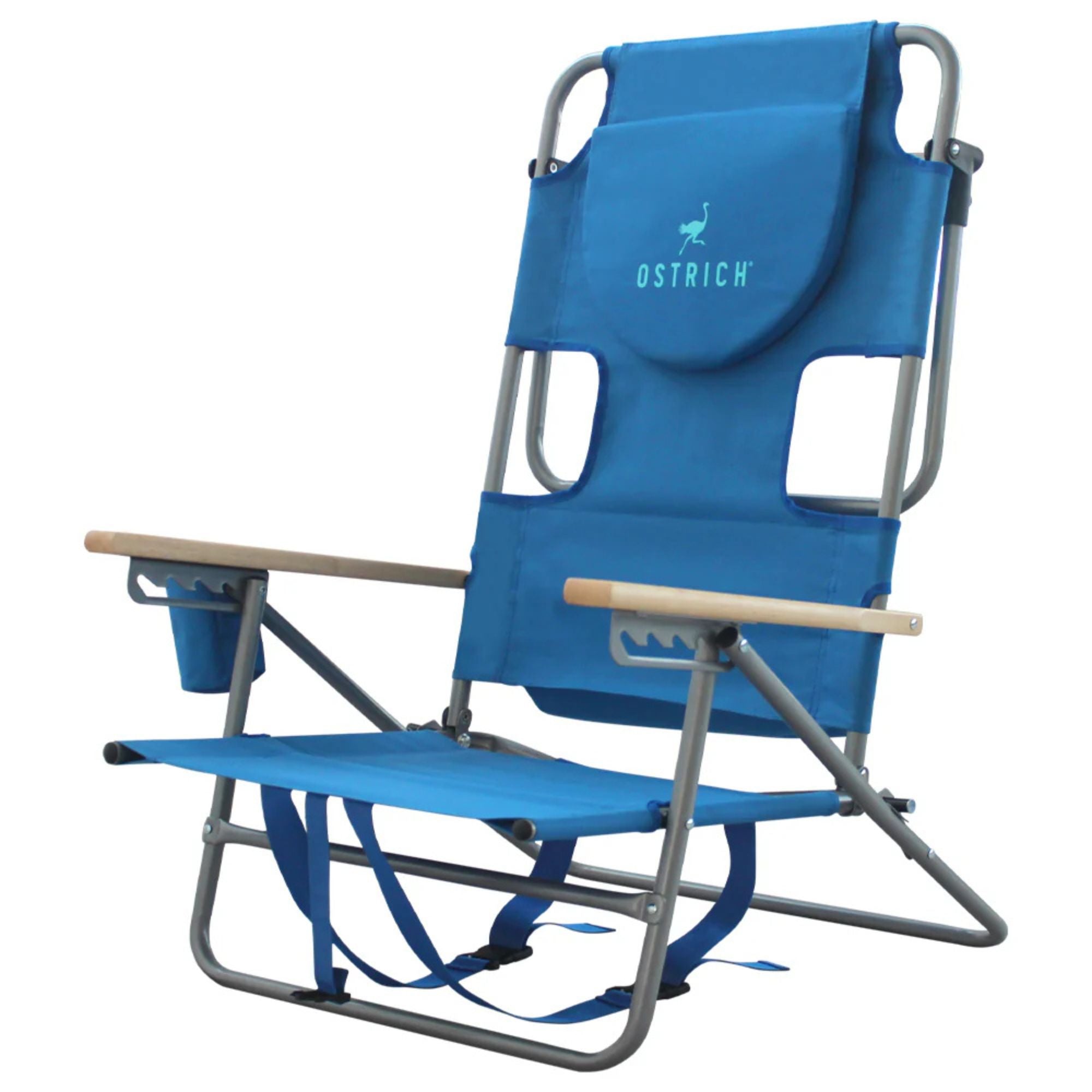 Ostrich Midsize Face Down Backpack Beach Chair with Face Hole & Cup Holder, Blue - Smart-nests