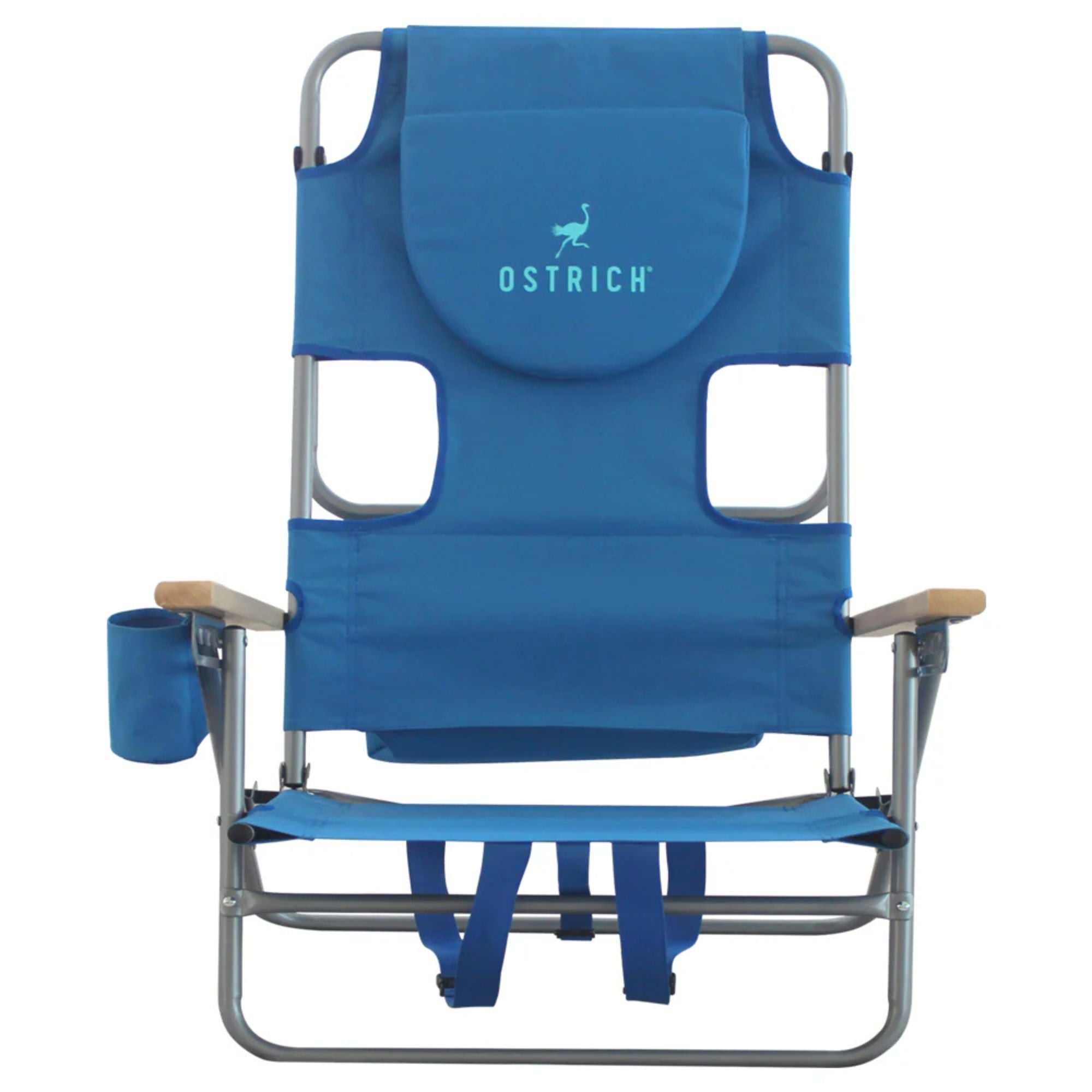 Ostrich Midsize Face Down Backpack Beach Chair with Face Hole & Cup Holder, Blue - Smart-nests