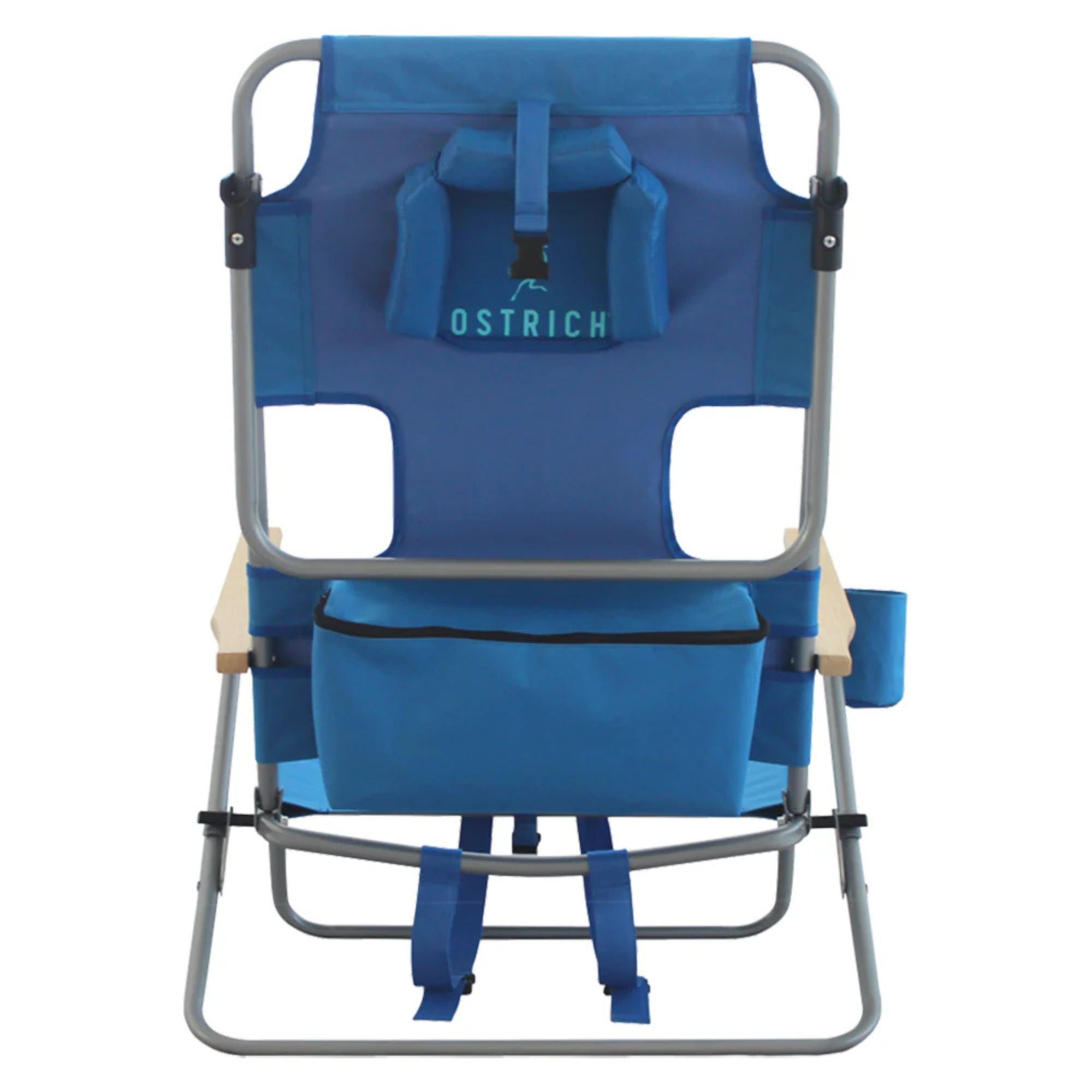 Ostrich Midsize Face Down Backpack Beach Chair with Face Hole & Cup Holder, Blue - Smart-nests