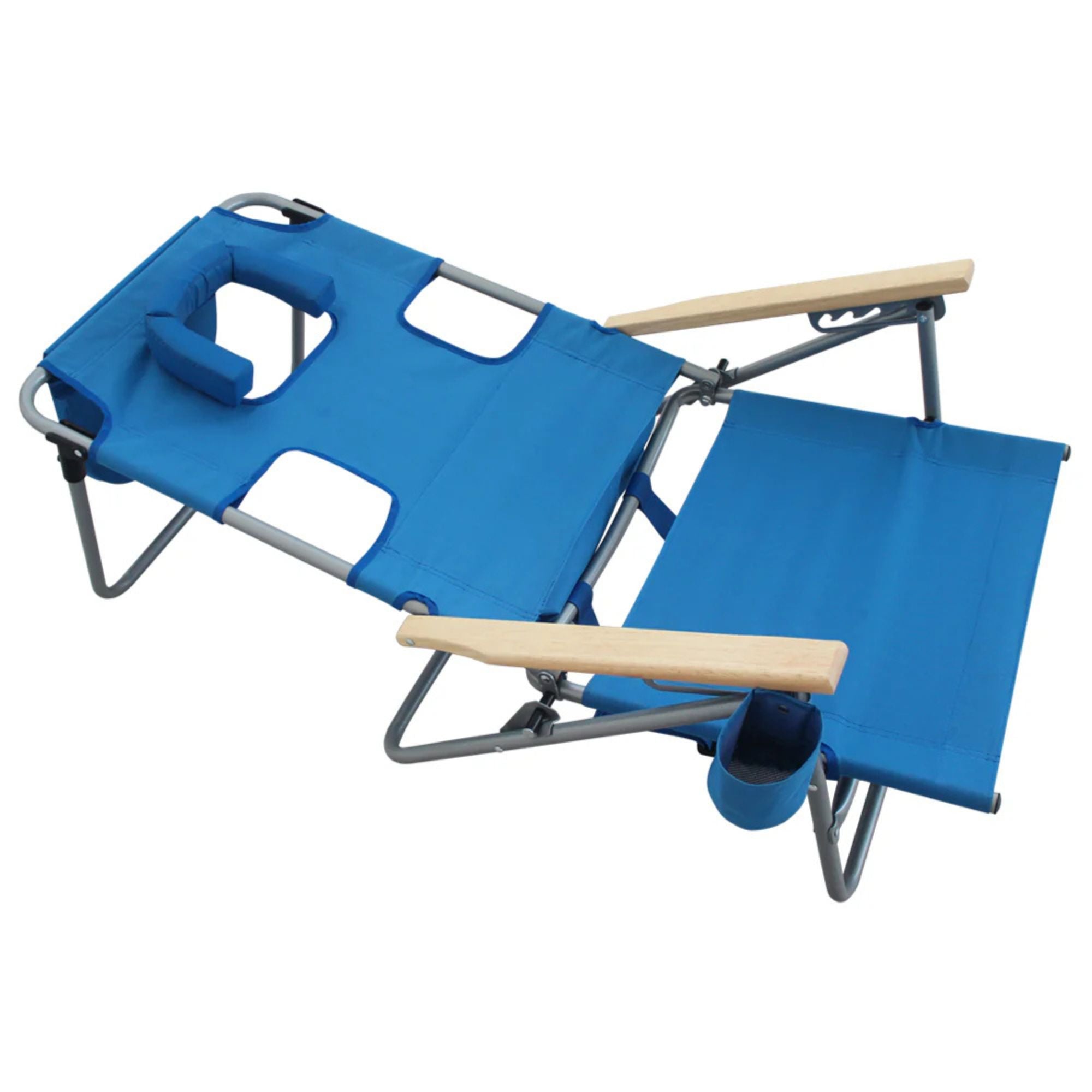 Ostrich Midsize Face Down Backpack Beach Chair with Face Hole & Cup Holder, Blue - Smart-nests