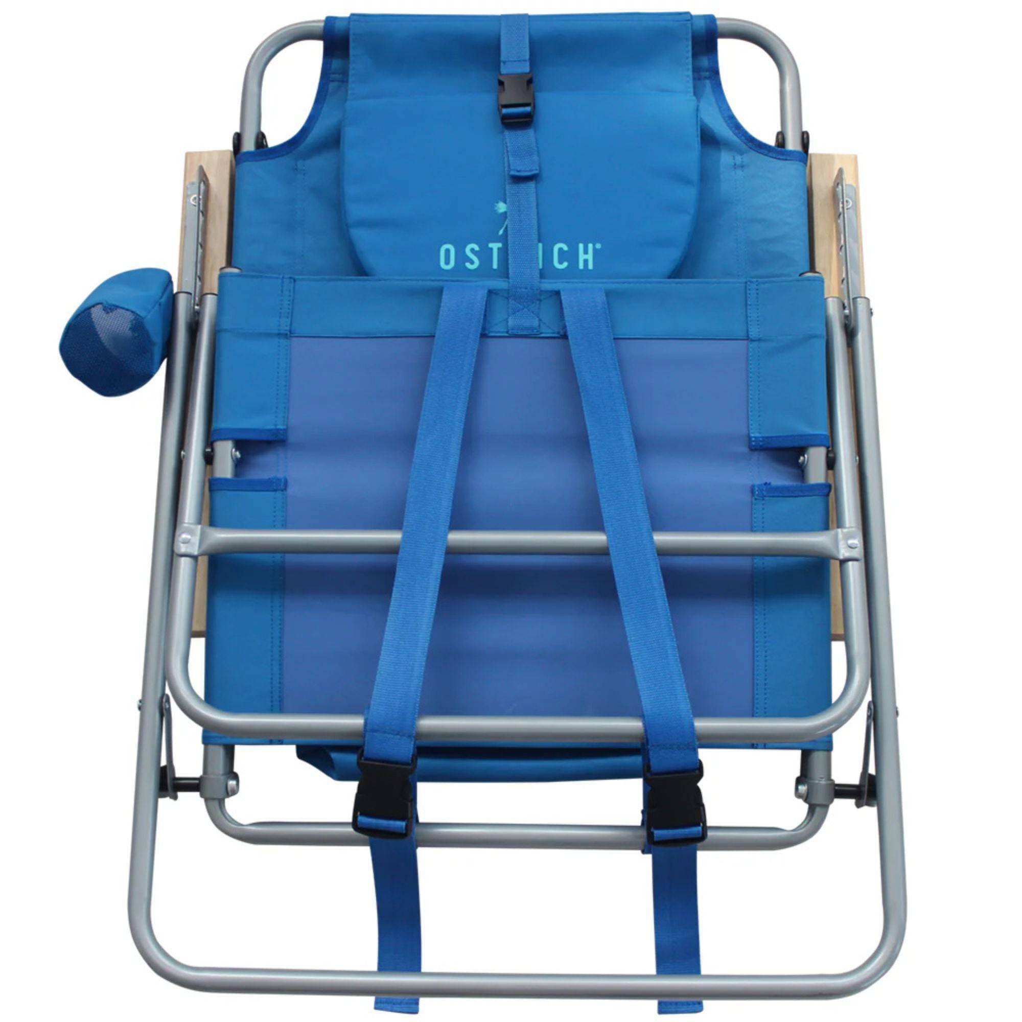 Ostrich Midsize Face Down Backpack Beach Chair with Face Hole & Cup Holder, Blue - Smart-nests