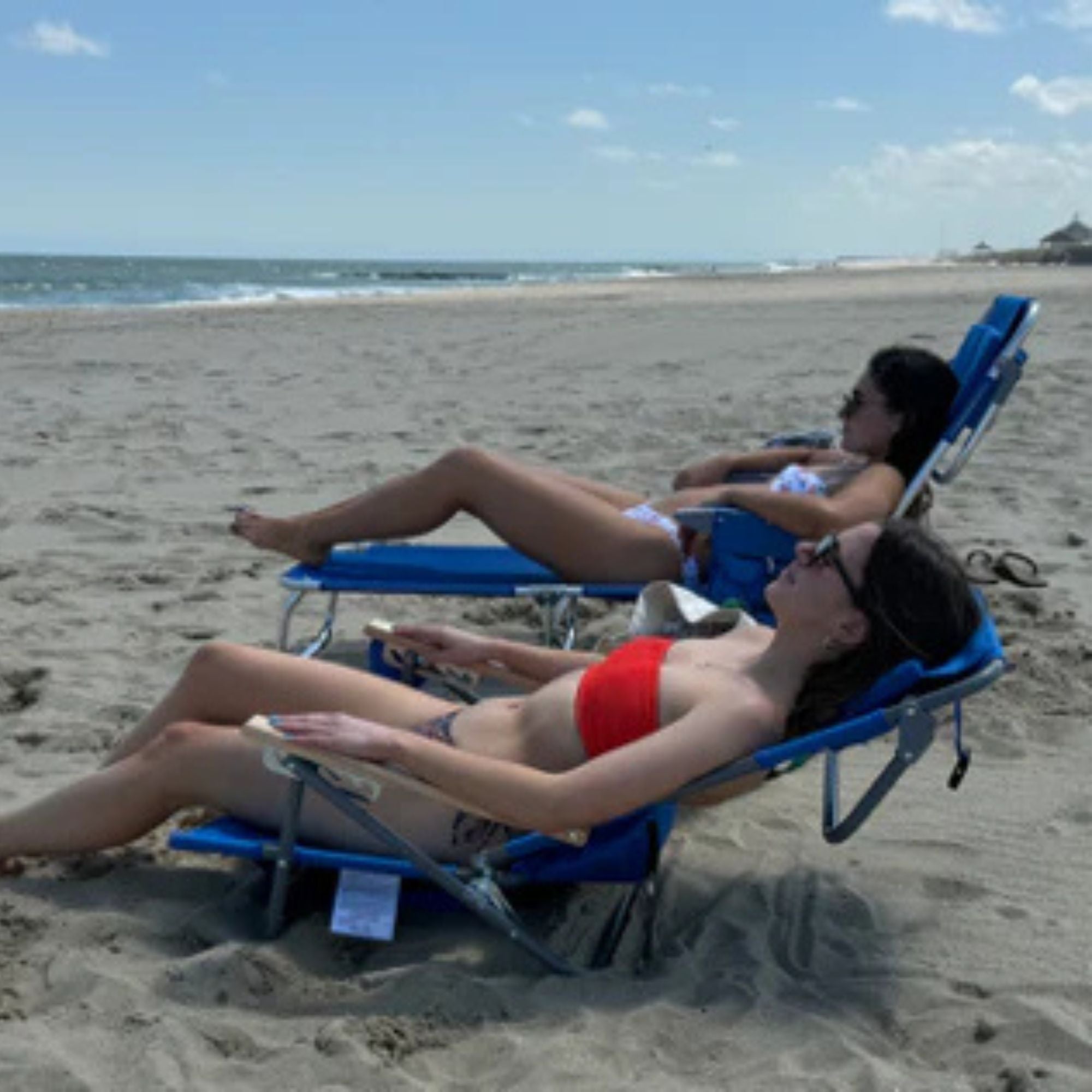Ostrich Midsize Face Down Backpack Beach Chair with Face Hole & Cup Holder, Blue - Smart-nests