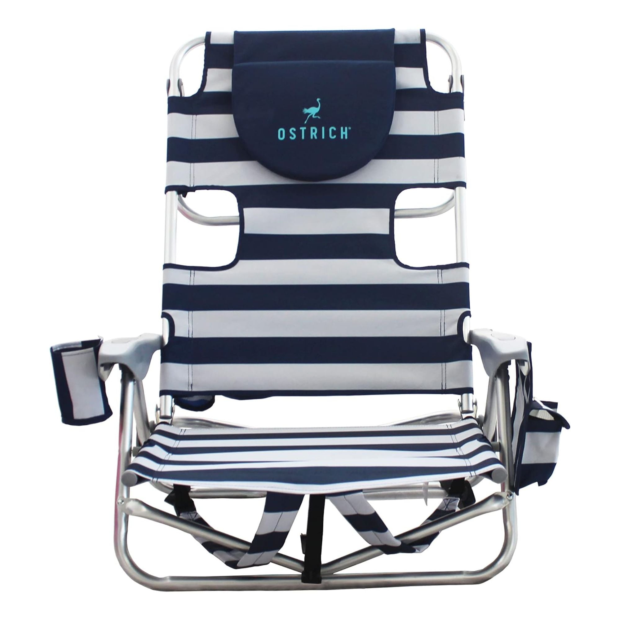 Ostrich Deluxe On-Your-Back Backpack Reclining Beach Pool Camping Chair, Striped - Smart-nests