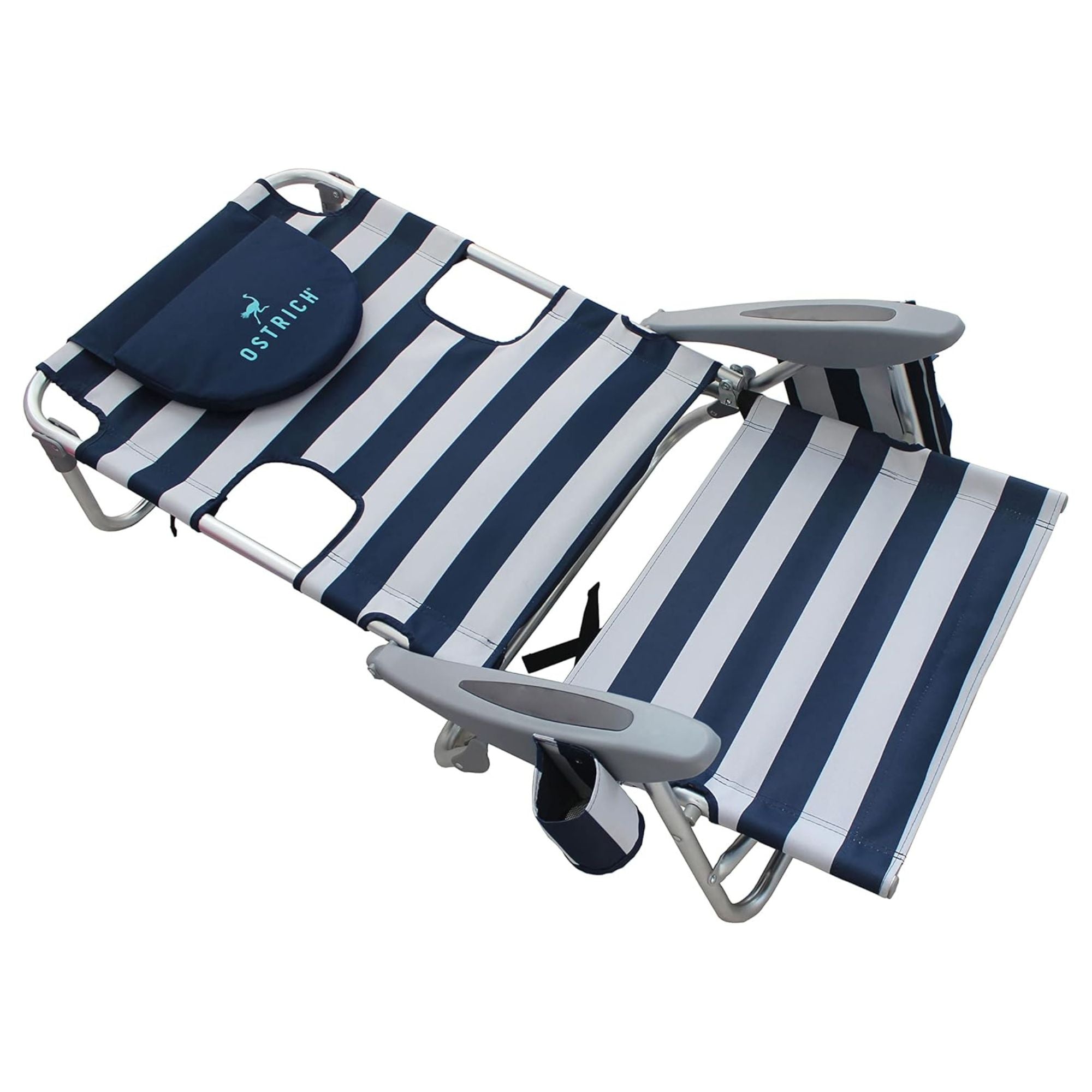 Ostrich Deluxe On-Your-Back Backpack Reclining Beach Pool Camping Chair, Striped - Smart-nests