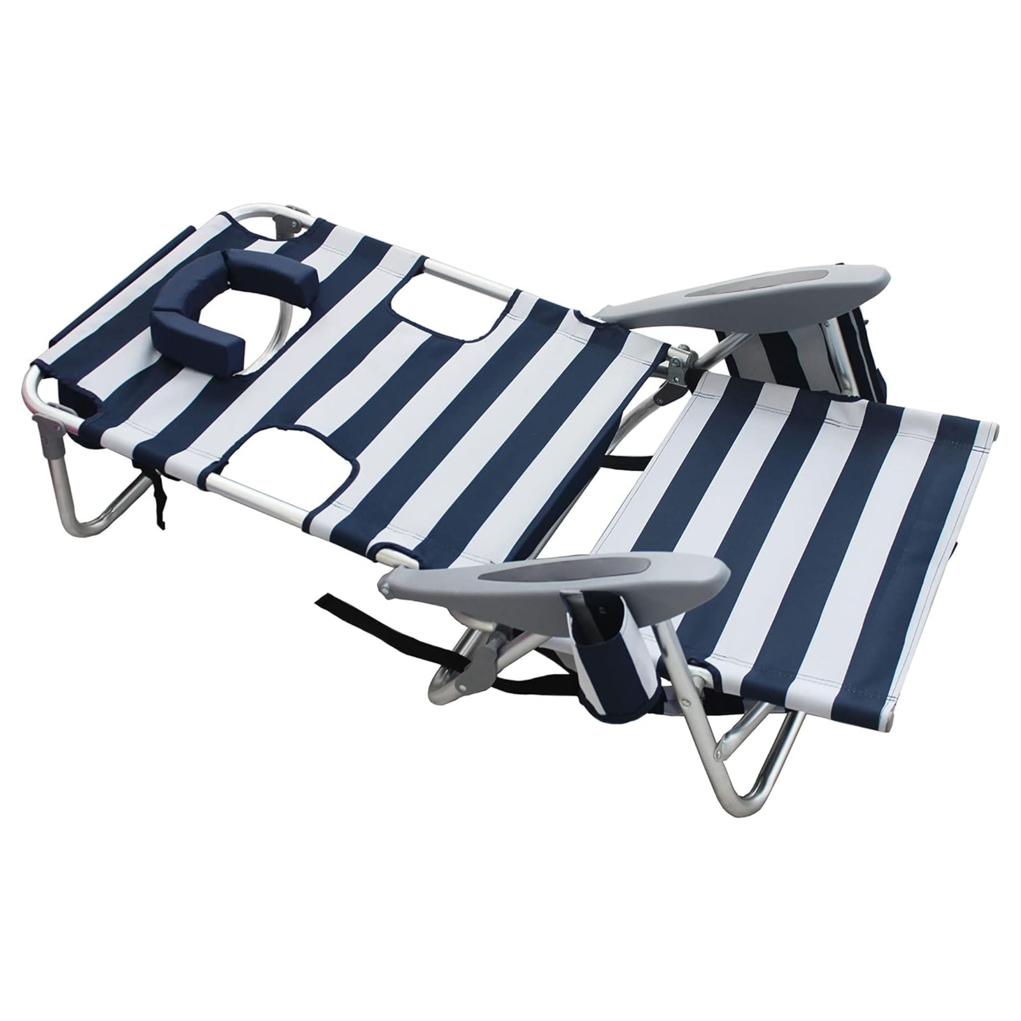 Ostrich Deluxe On-Your-Back Backpack Reclining Beach Pool Camping Chair, Striped - Smart-nests